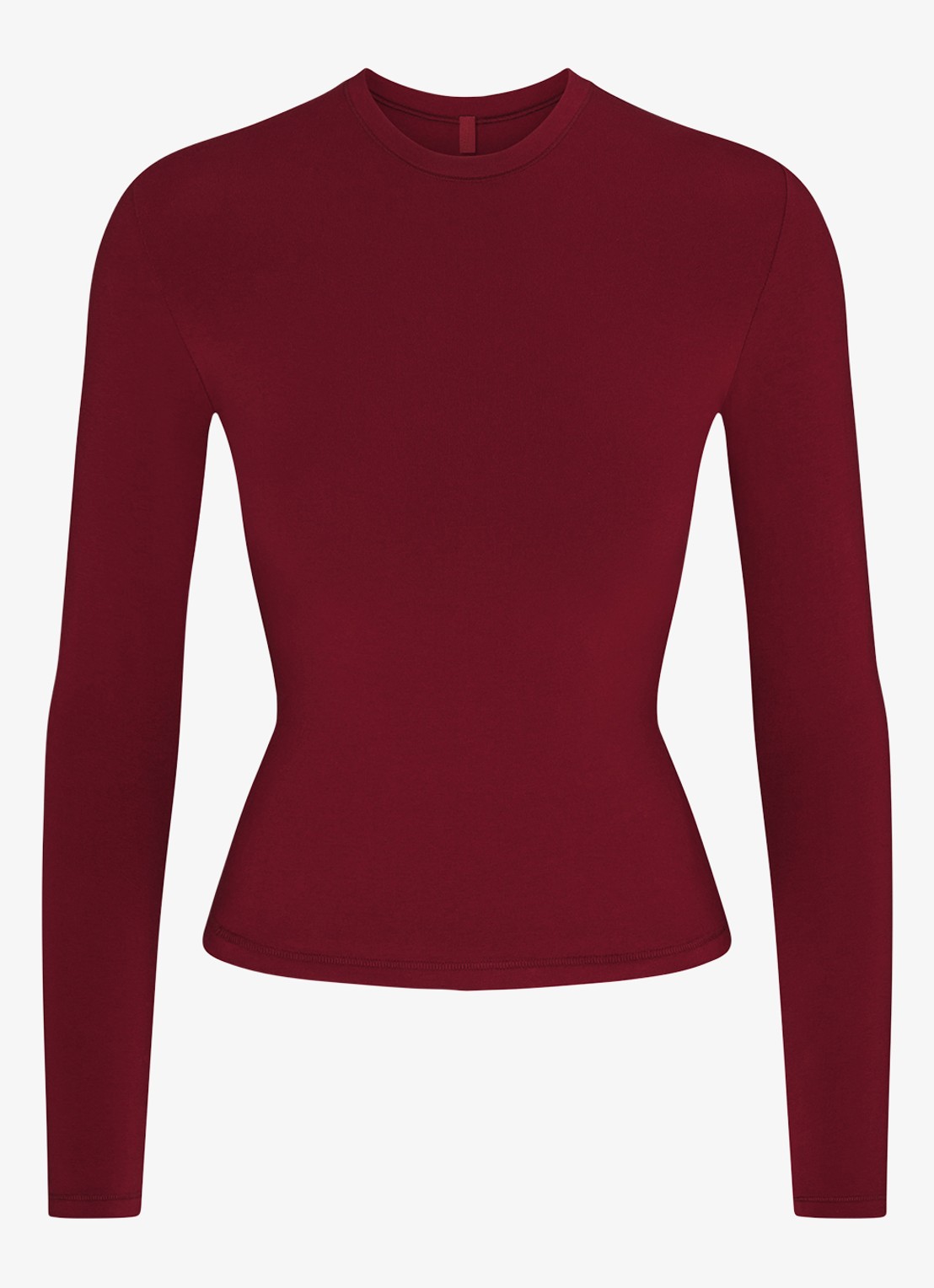SKIMS Cotton Jersey longsleeve met stretch - voorkant bordeauxrood