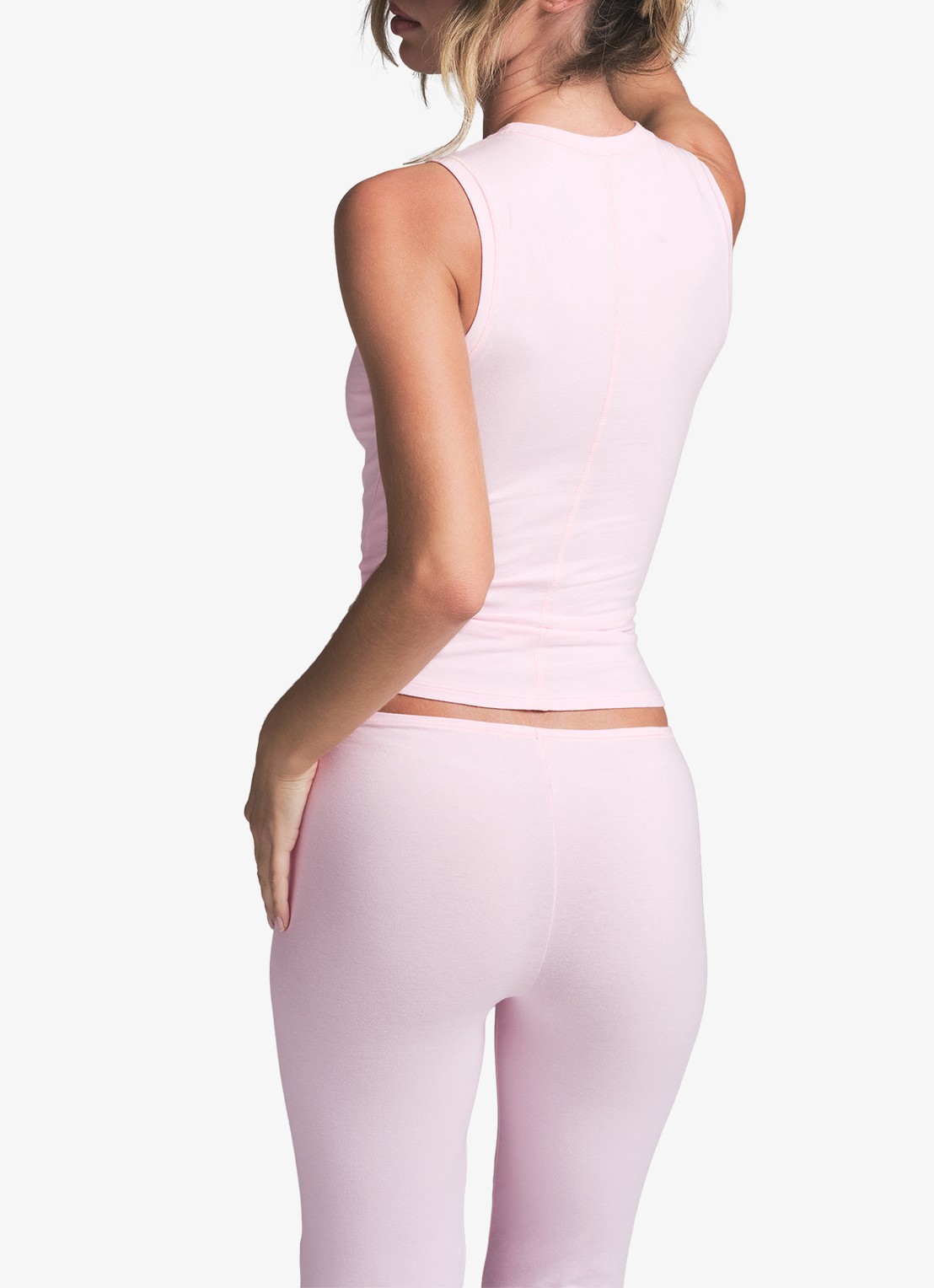 SKIMS Cotton Jersey low waist flared fit legging met cut-out details - achterkant lichtroze