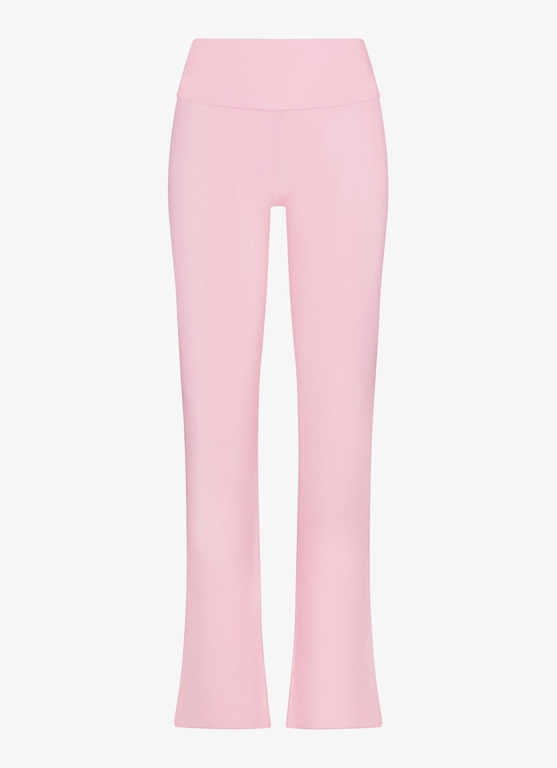 SKIMS Cotton Jersey mid waist flared legging met omgeslagen tailleband - voorkant roze