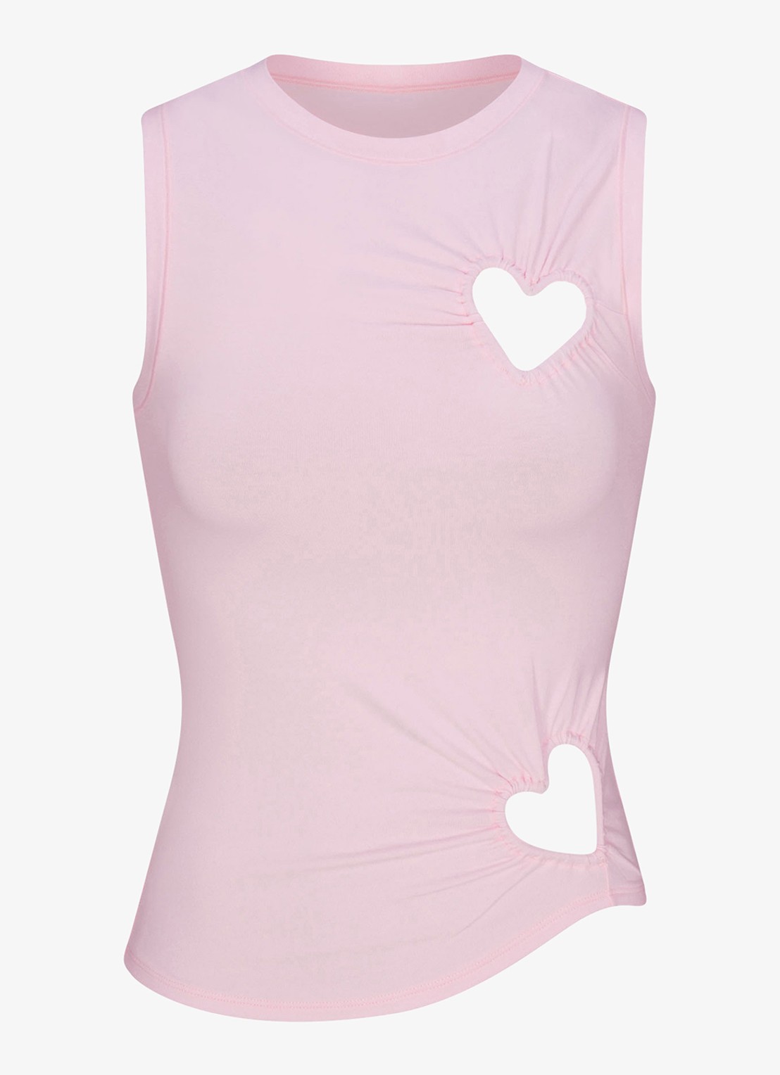 SKIMS Cotton Jersey mouwloze top met cut-out details - voorkant 3 lichtroze