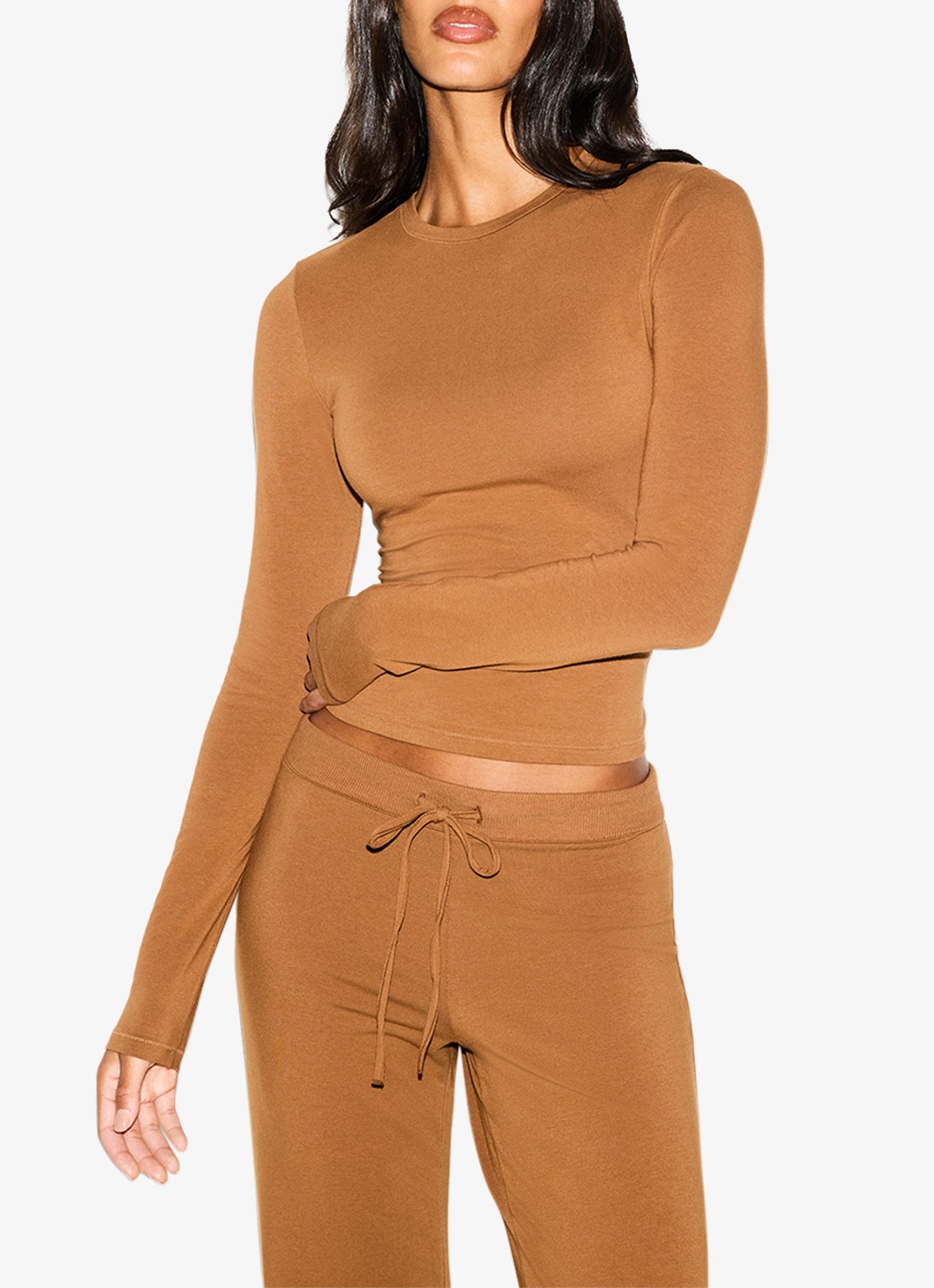 SKIMS Cotton Jersey straight fit loungebroek  - detail 3 chai