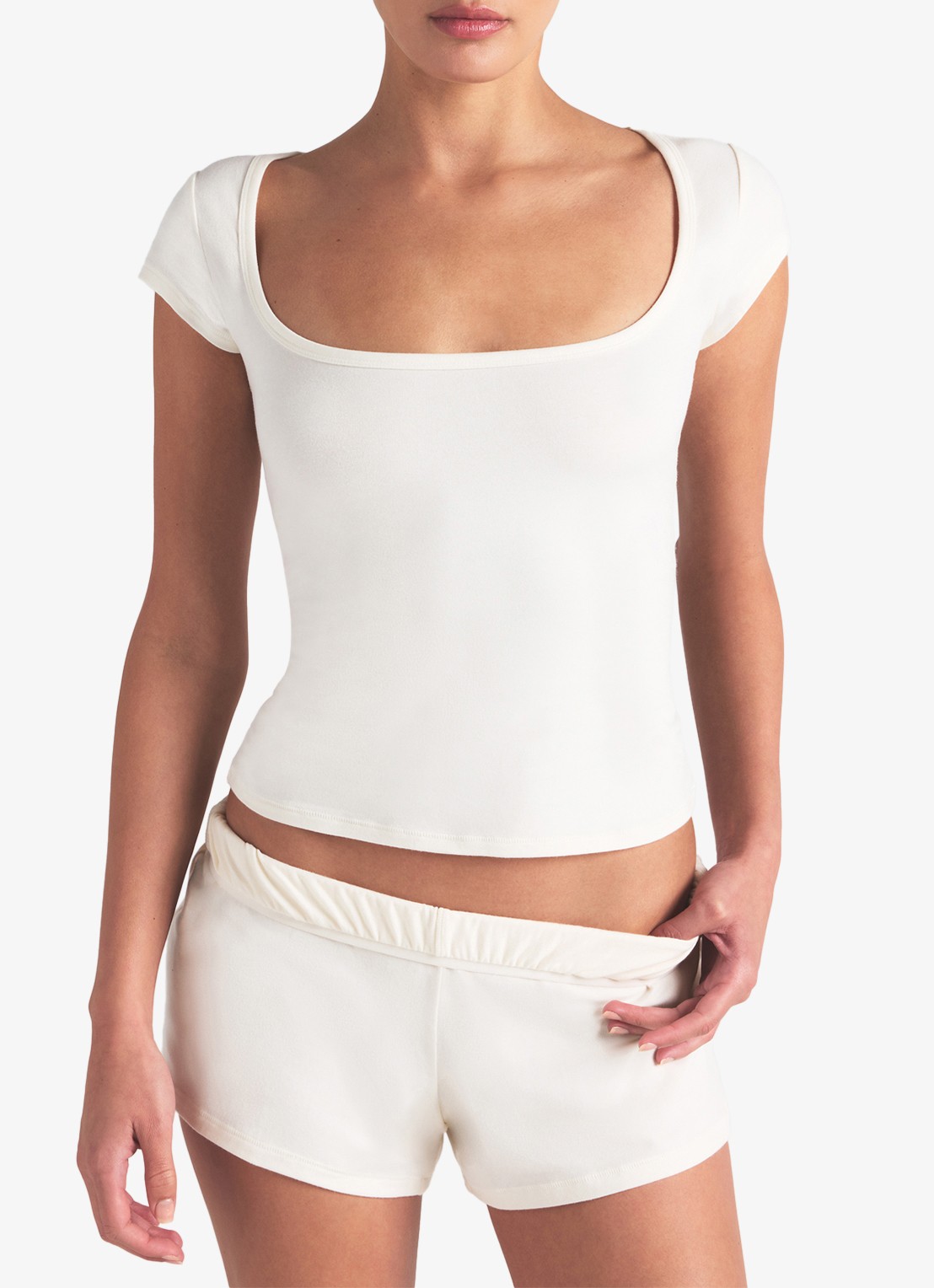 SKIMS Cotton Jersey t-shirt met rechthoekige hals - detail 3 wit