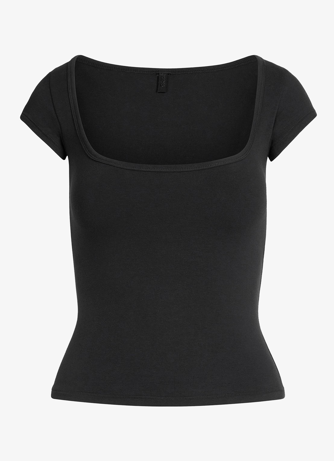 SKIMS Cotton Jersey t-shirt met rechthoekige hals - voorkant zwart