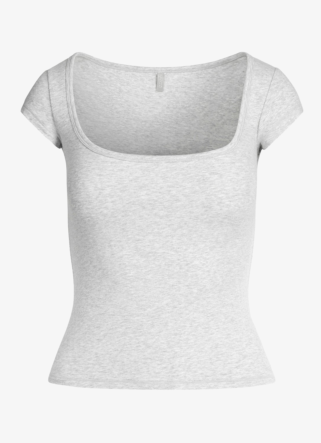 SKIMS Cotton Jersey t-shirt met rechthoekige hals - voorkant lichtgrijs