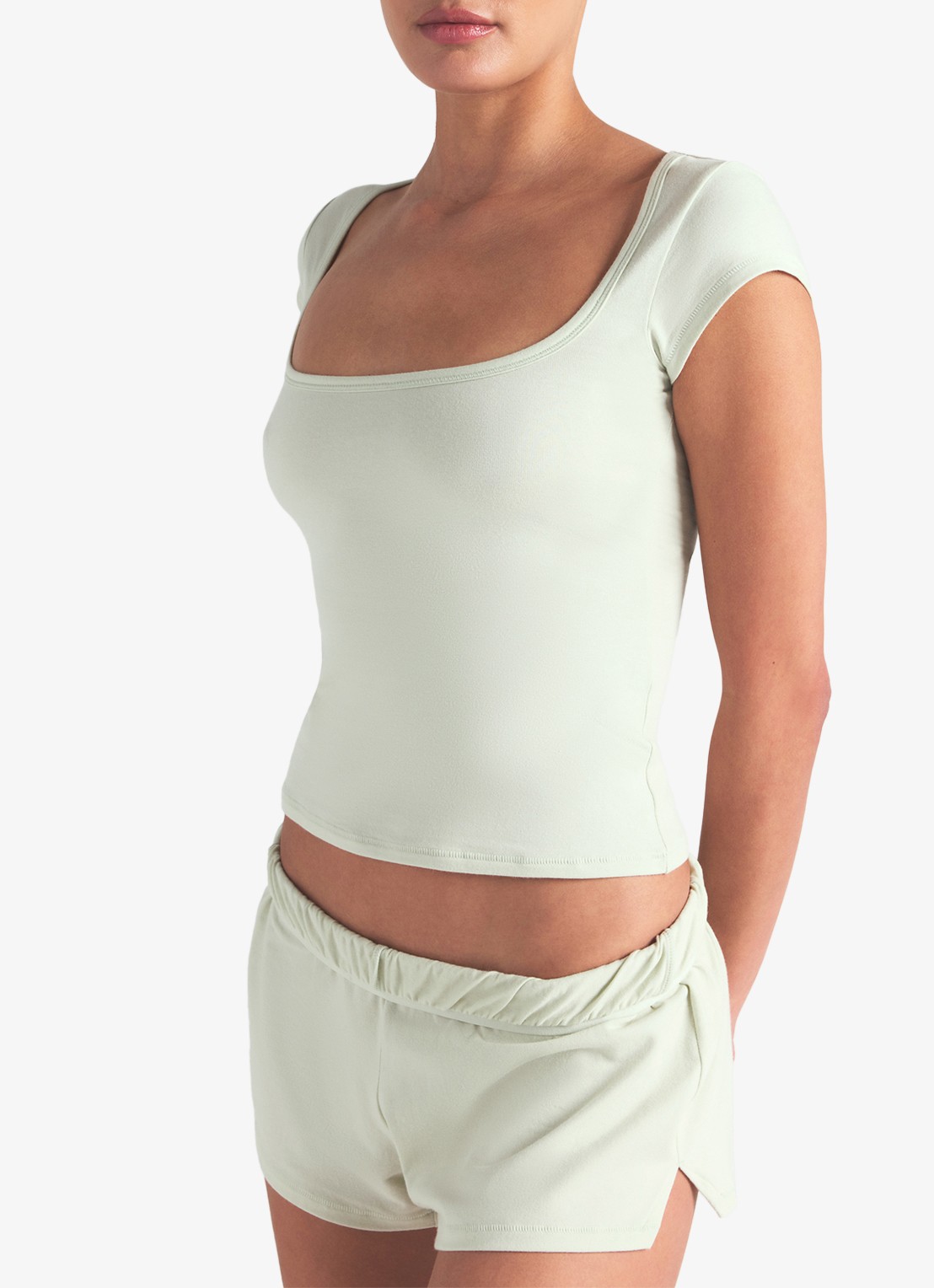 SKIMS Cotton Jersey t-shirt met rechthoekige hals - detail 2 mint