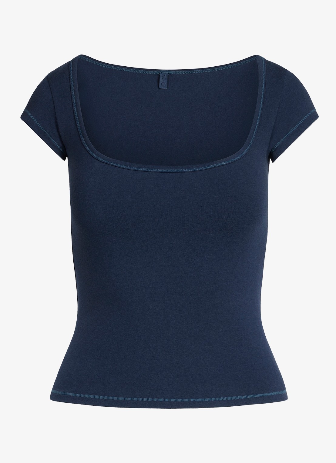 SKIMS Cotton Jersey t-shirt met rechthoekige hals - voorkant 4 donkerblauw