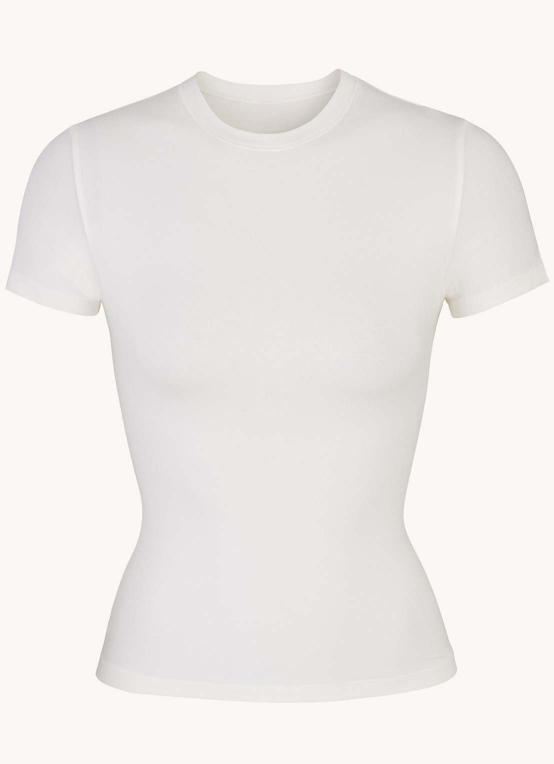 SKIMS Cotton Jersey T-shirt met ronde hals - voorkant gebroken wit
