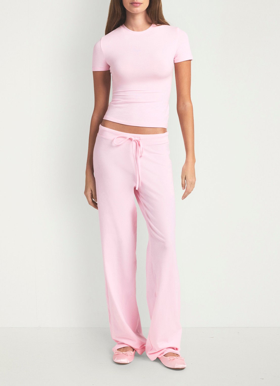 SKIMS Cotton Jersey T-shirt met ronde hals - voorkant 3 roze