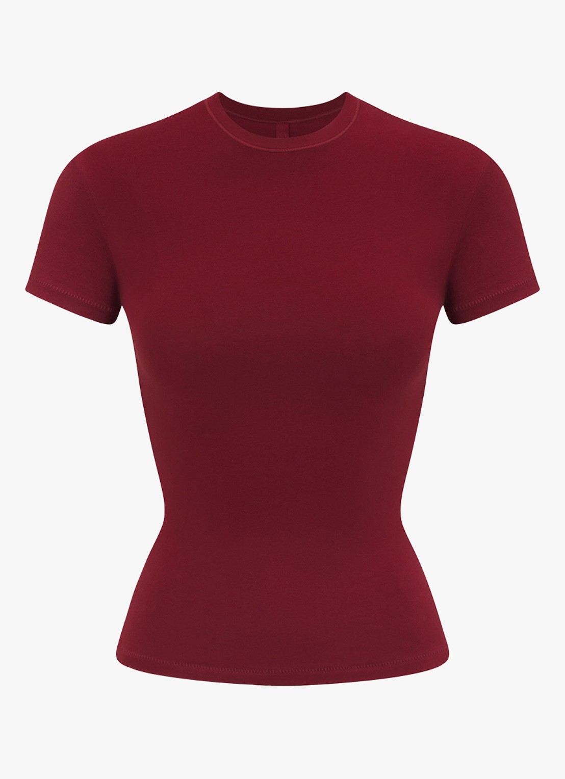SKIMS Cotton Jersey t-shirt met stretch - voorkant 5 bordeauxrood