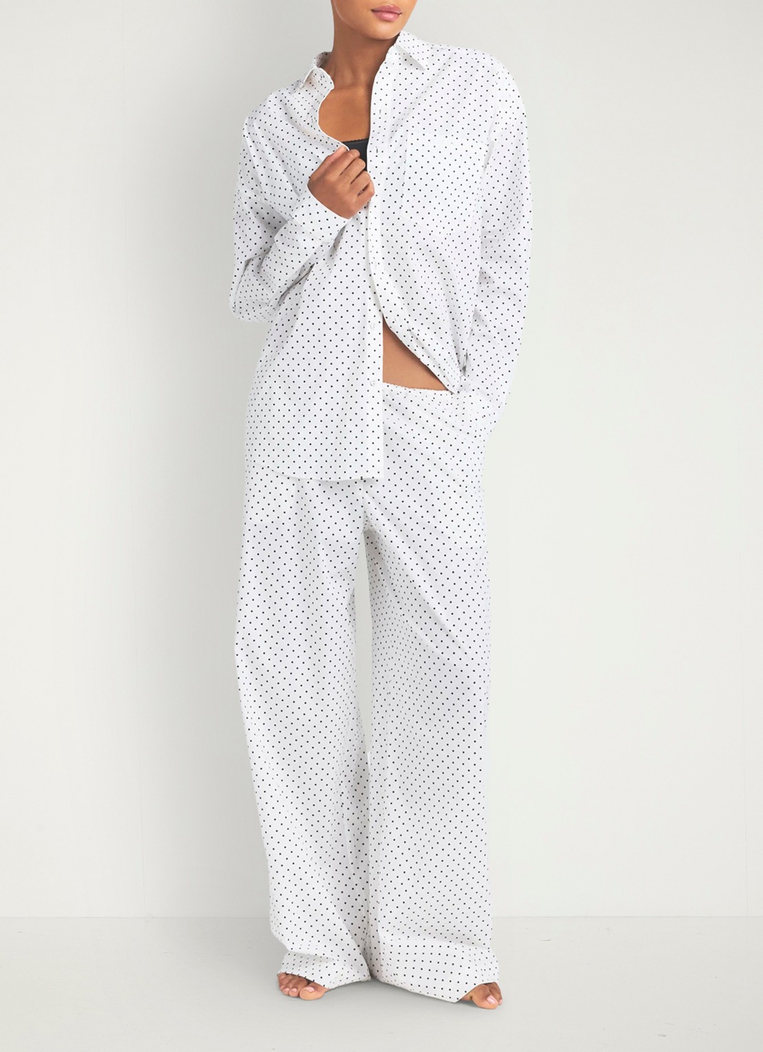 SKIMS Cotton Poplin pyjamaset met stippenprint - voorkant 2 multicolor