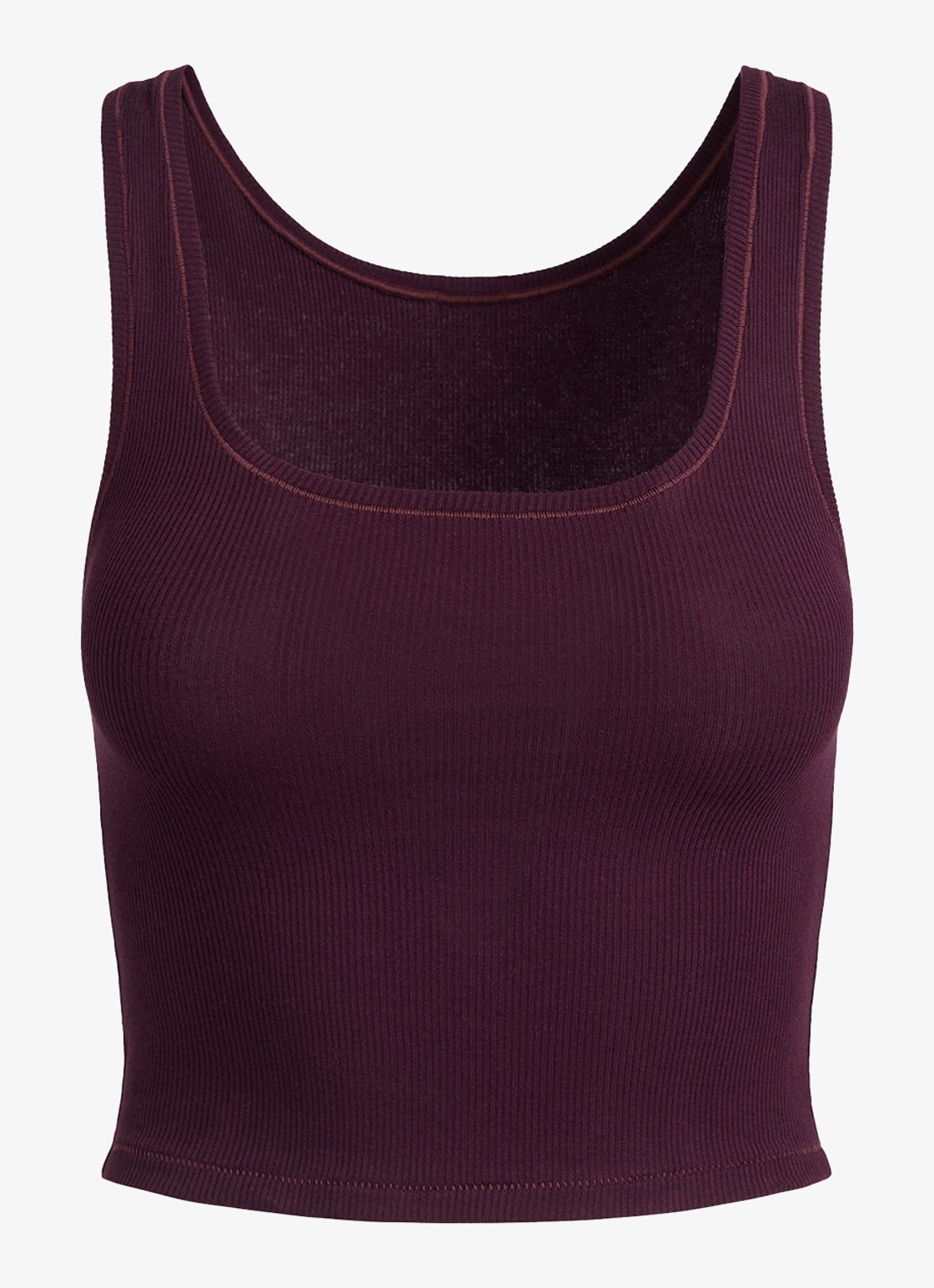 SKIMS Cotton Rib cropped tanktop met rechthoekige hals  - voorkant 2 bordeauxrood