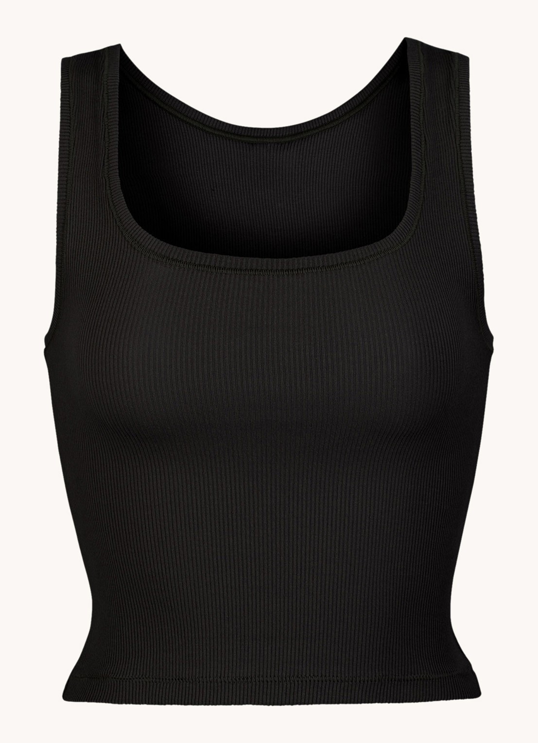 SKIMS Cotton Rib cropped tanktop met ribstructuur - voorkant zwart