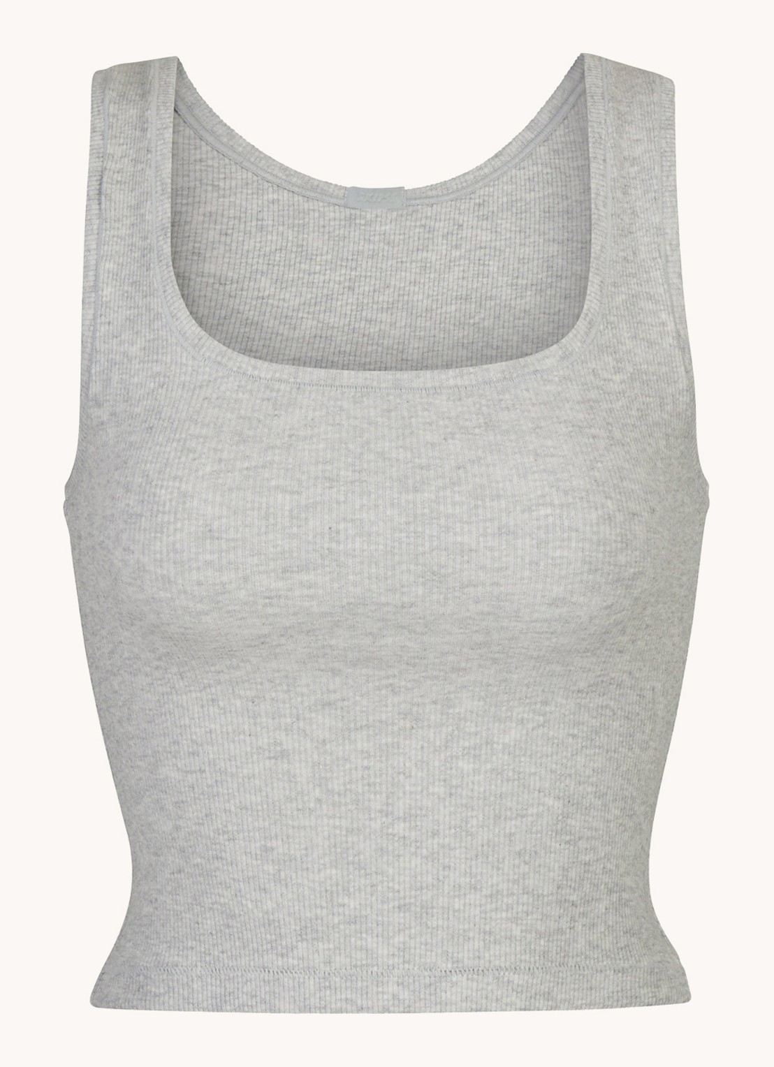 SKIMS Cotton Rib cropped tanktop met ribstructuur - voorkant 4 lichtgrijs