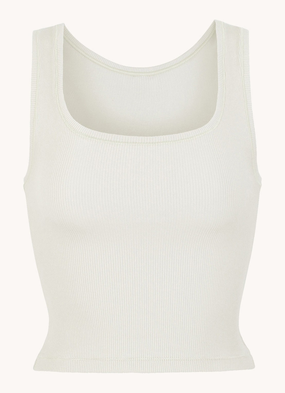 SKIMS Cotton Rib cropped tanktop met ribstructuur - voorkant 2 creme