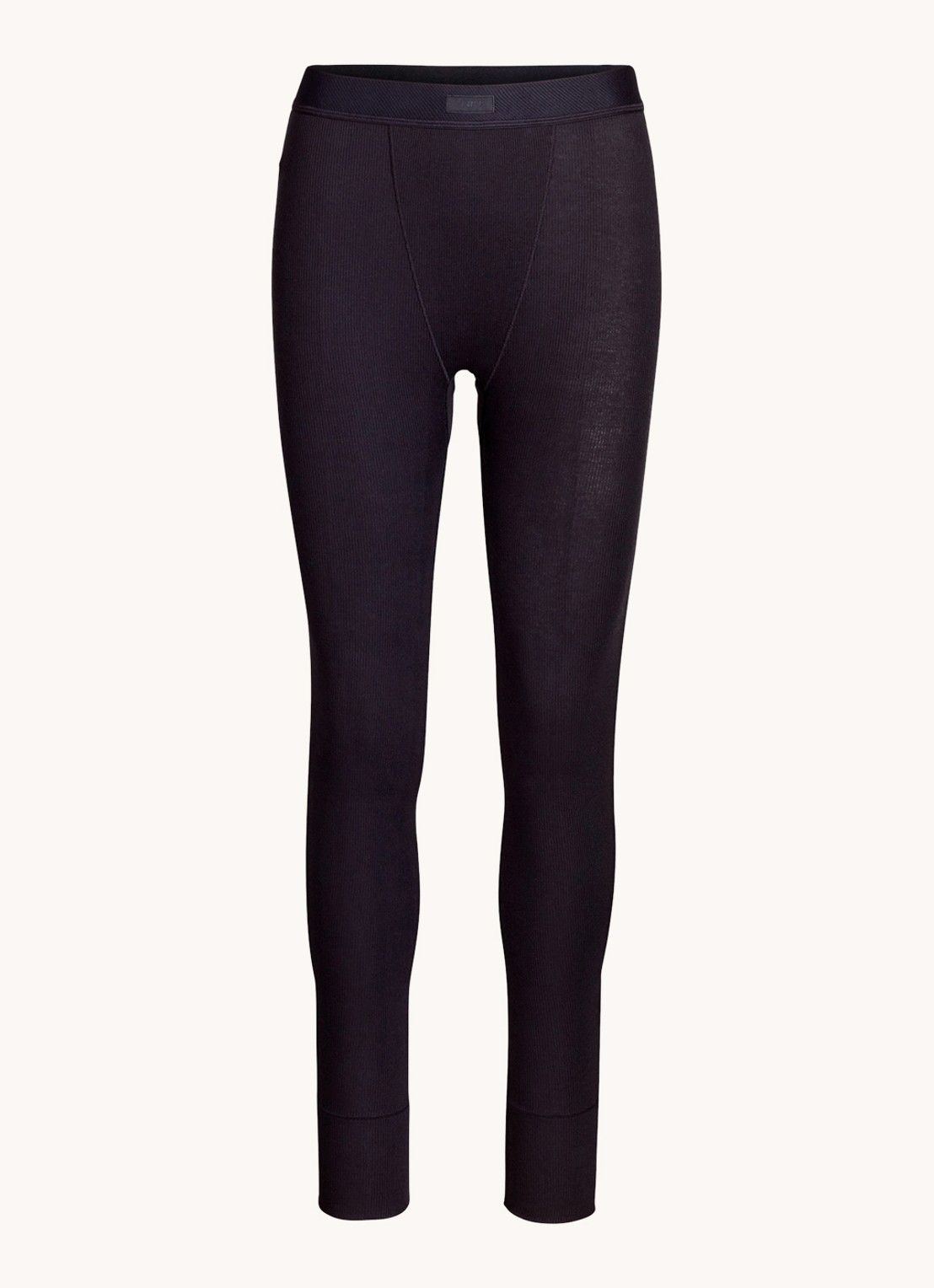 SKIMS Cotton Rib high waist loungebroek met ribstructuur - voorkant 2 zwart