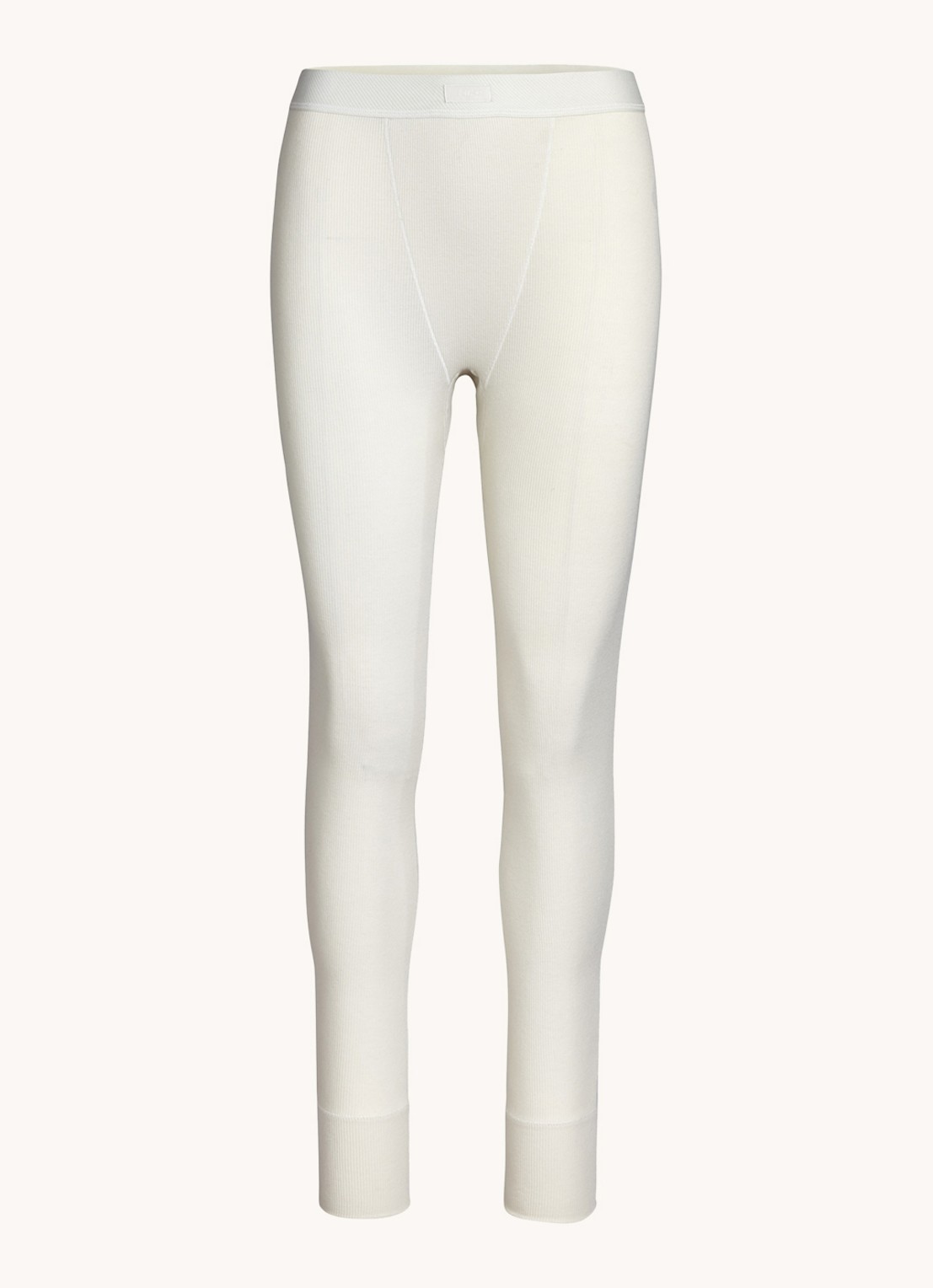 SKIMS Cotton Rib high waist loungebroek met ribstructuur - voorkant 4 gebroken wit