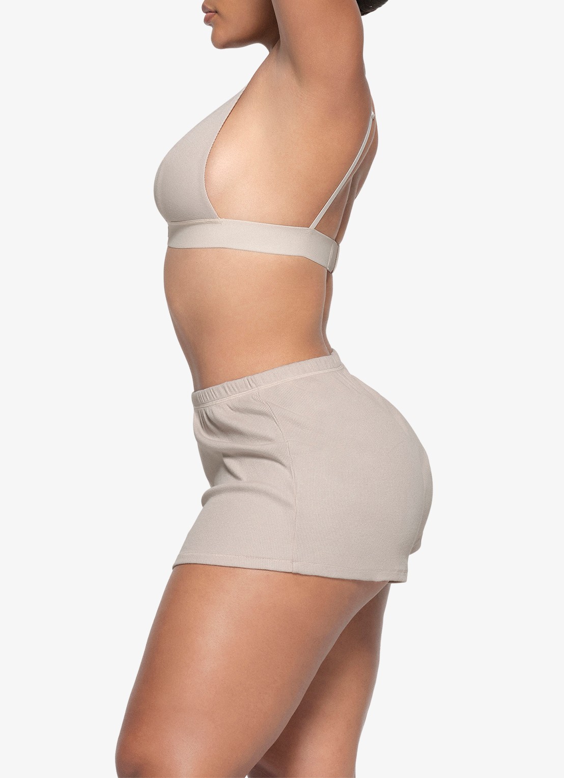 SKIMS Cotton Rib korte broek met ribstructuur - detail 4 grijs