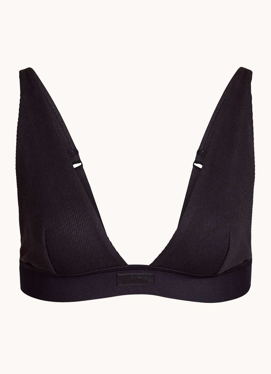 SKIMS Cotton Rib plunge bralette met ribstructuur - voorkant 4 zwart