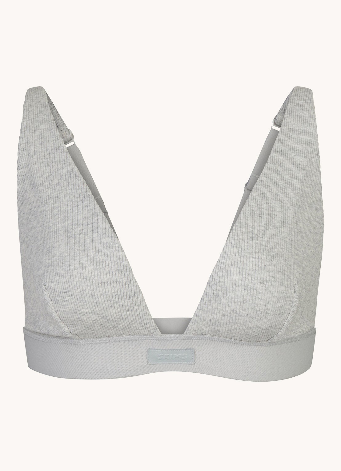 SKIMS Cotton Rib plunge bralette met ribstructuur - voorkant 2 grijsmele