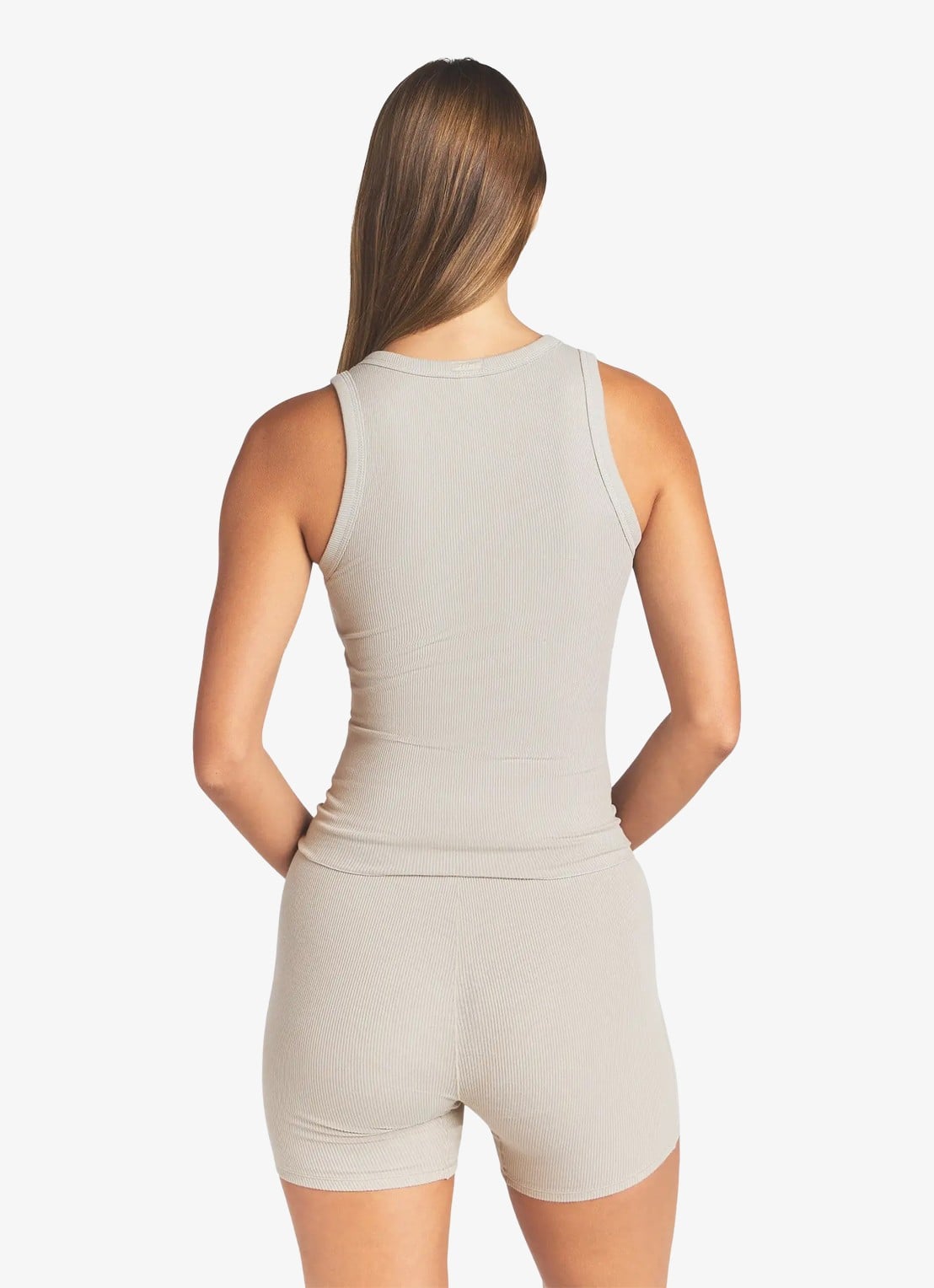 SKIMS Cotton Rib tanktop met ronde hals - achterkant 2 lichtgrijs