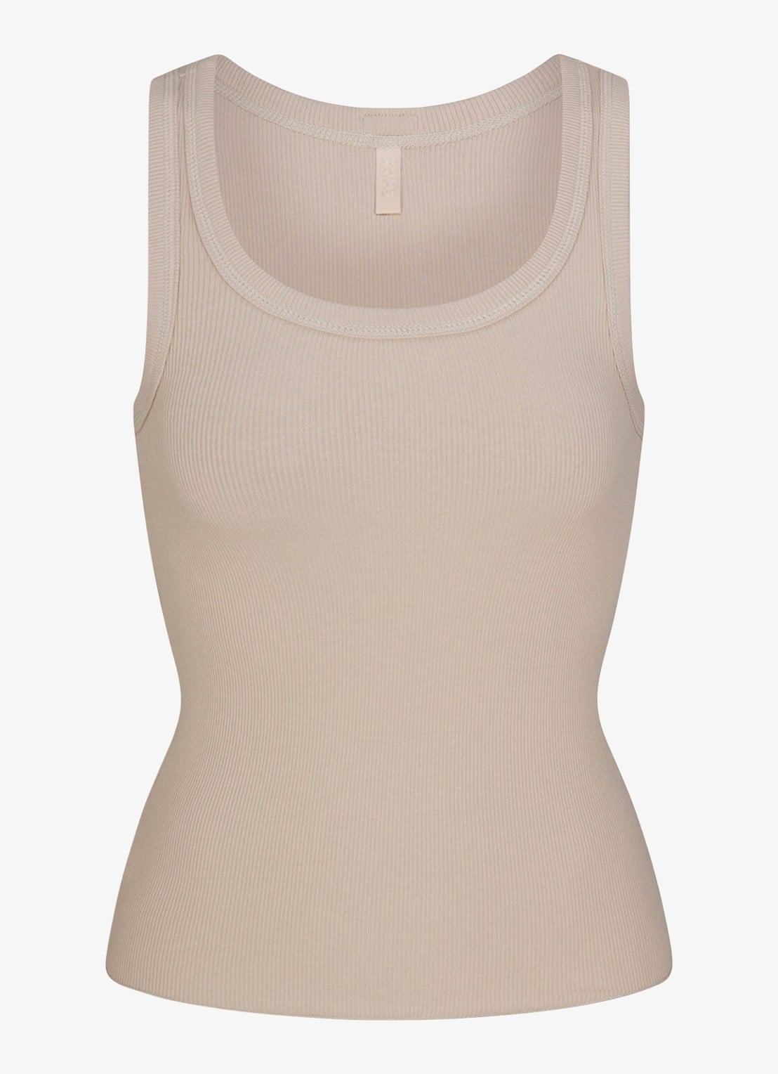SKIMS Cotton Rib tanktop met ronde hals - voorkant 3 lichtgrijs