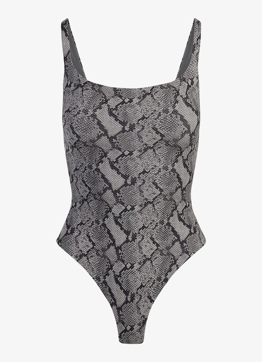 SKIMS Fits Everybody body met rechthoekige hals - voorkant 4 shadow snake print