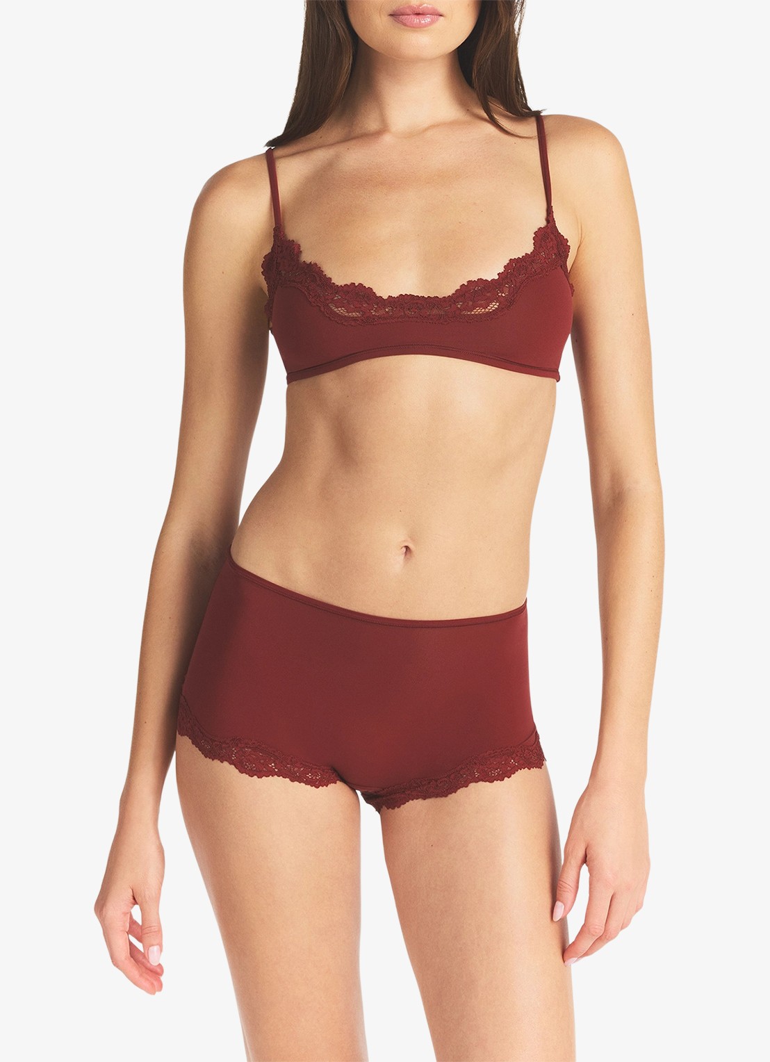 SKIMS Fits Everybody bralette met details van kant - detail bordeauxrood