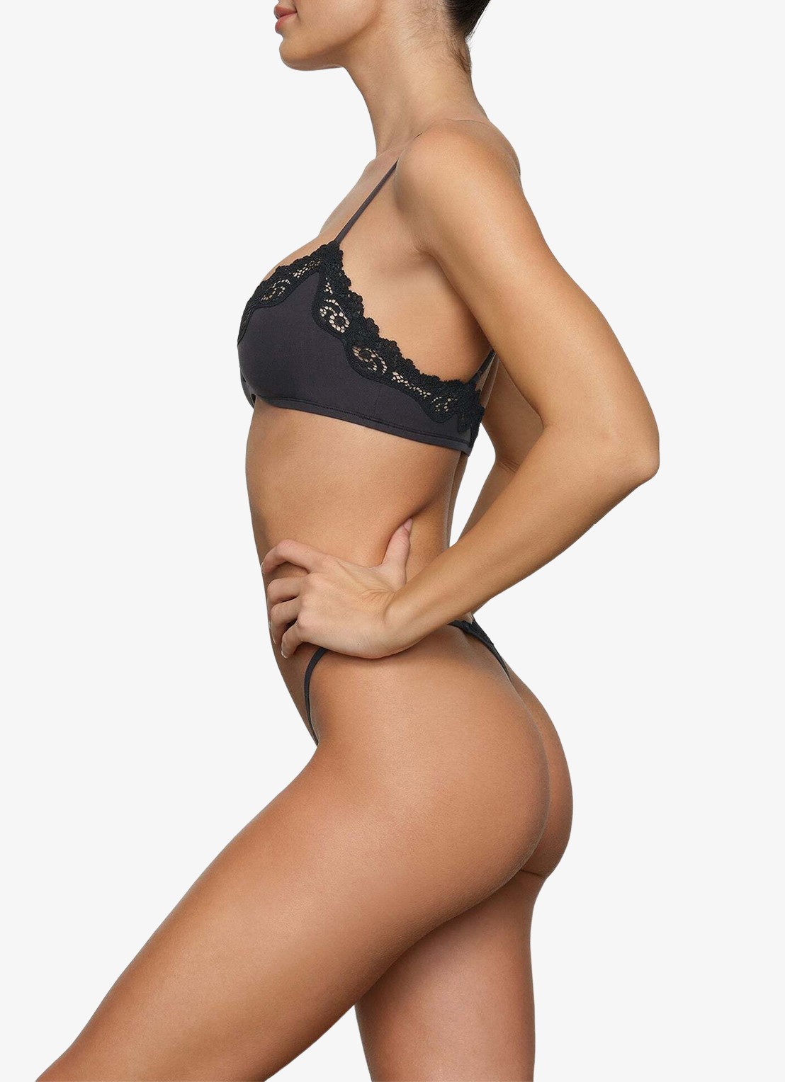 SKIMS Fits Everybody bralette met details van kant - detail 3 zwart