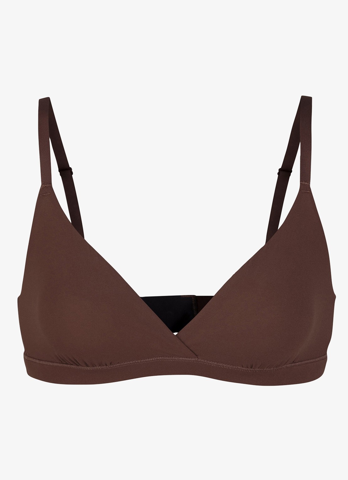 SKIMS Fits Everybody Crossover bralette zonder vulling - voorkant chocoladebruin
