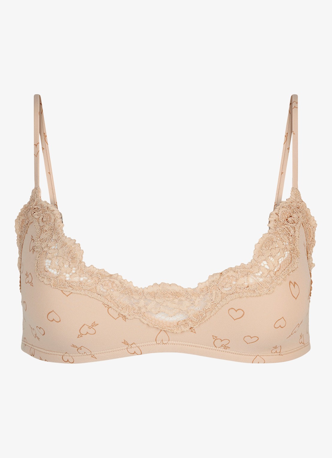 SKIMS Fits Everybody Lace bralette met print en kant - voorkant 3 mica sketched hearts