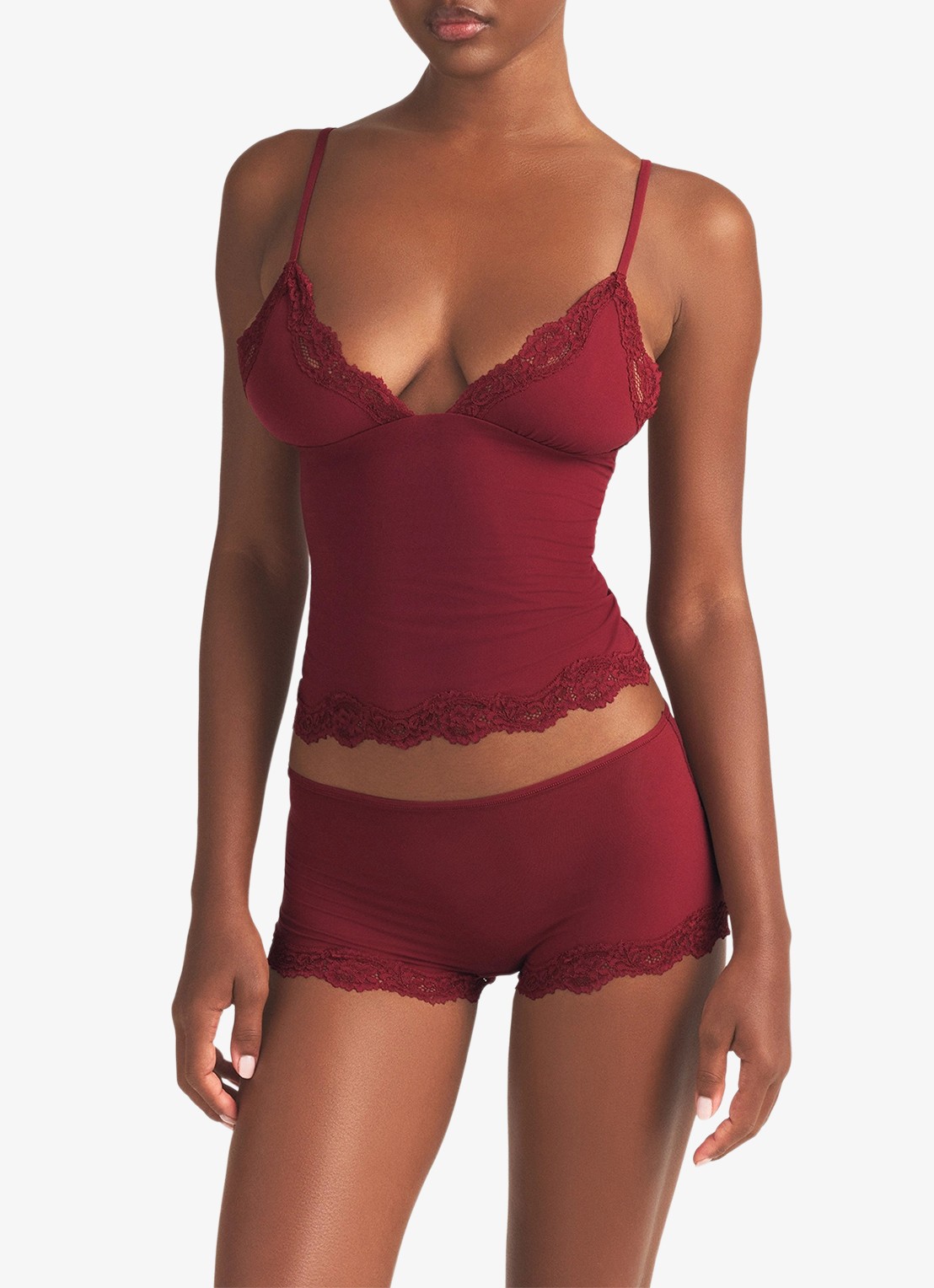SKIMS Fits Everybody Lace set met kant - detail 2 donkerrood
