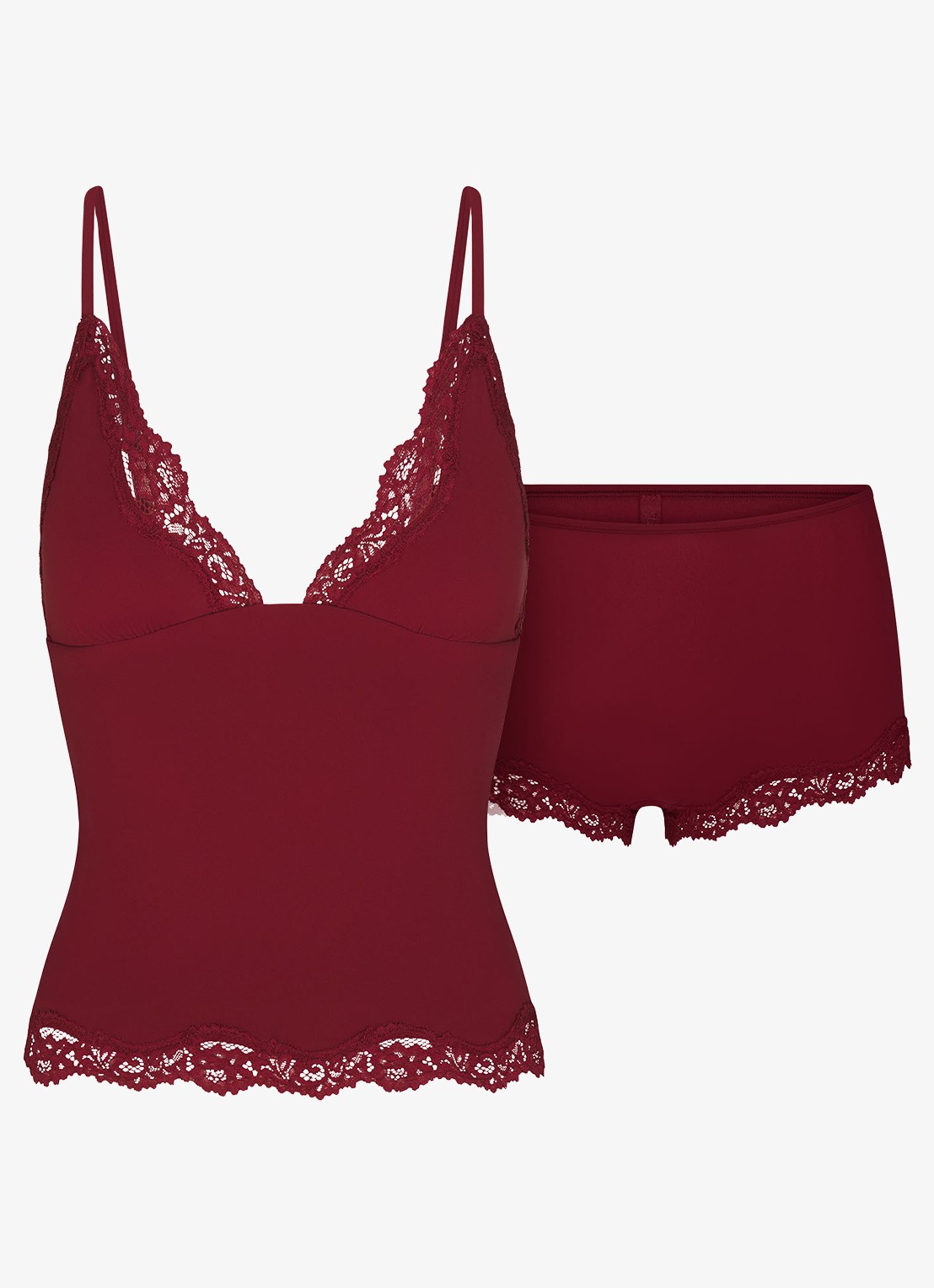 SKIMS Fits Everybody Lace set met kant - voorkant 6 bordeauxrood
