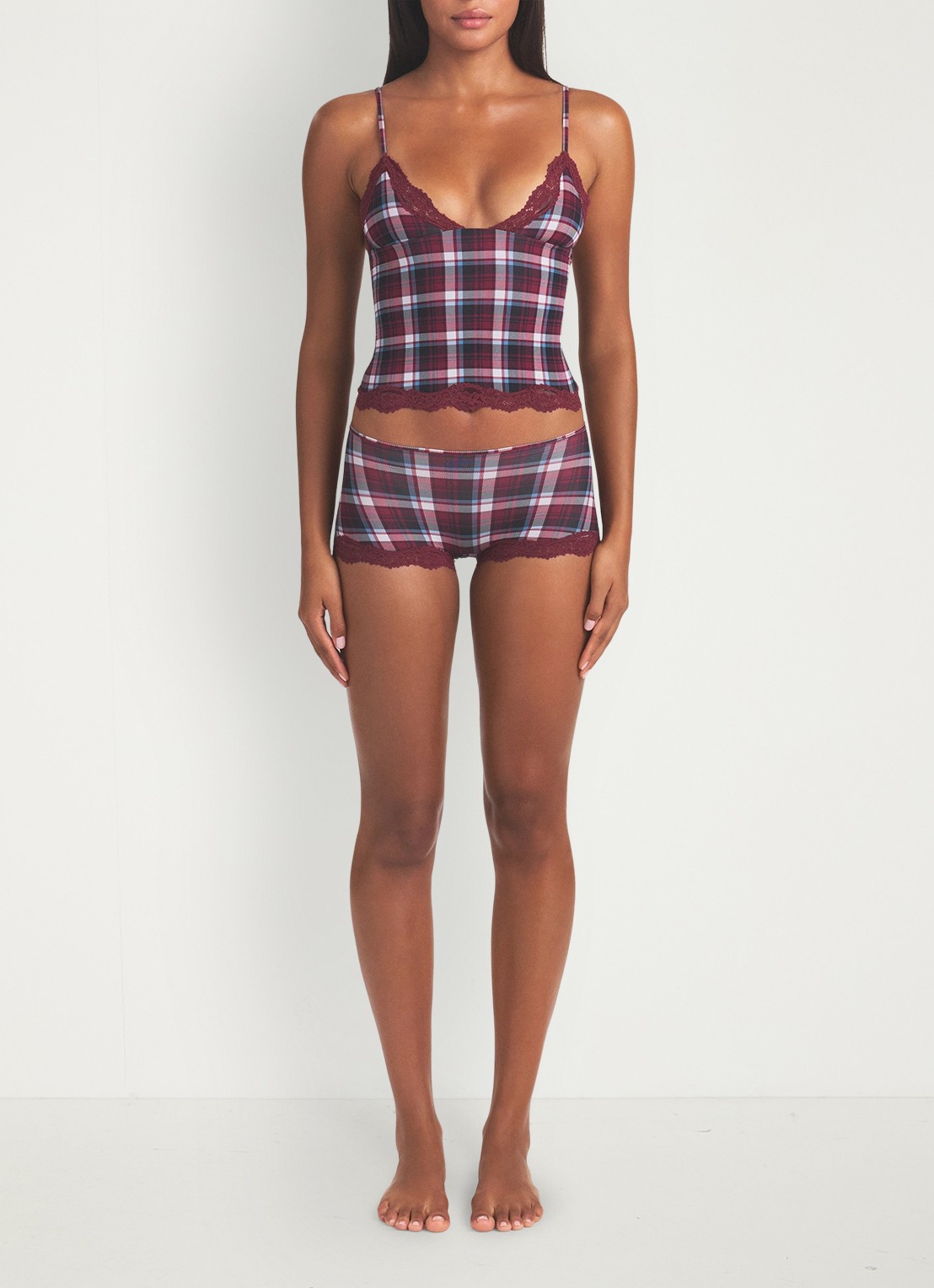 SKIMS Fits Everybody Lace set met kant - detail bordeauxrood
