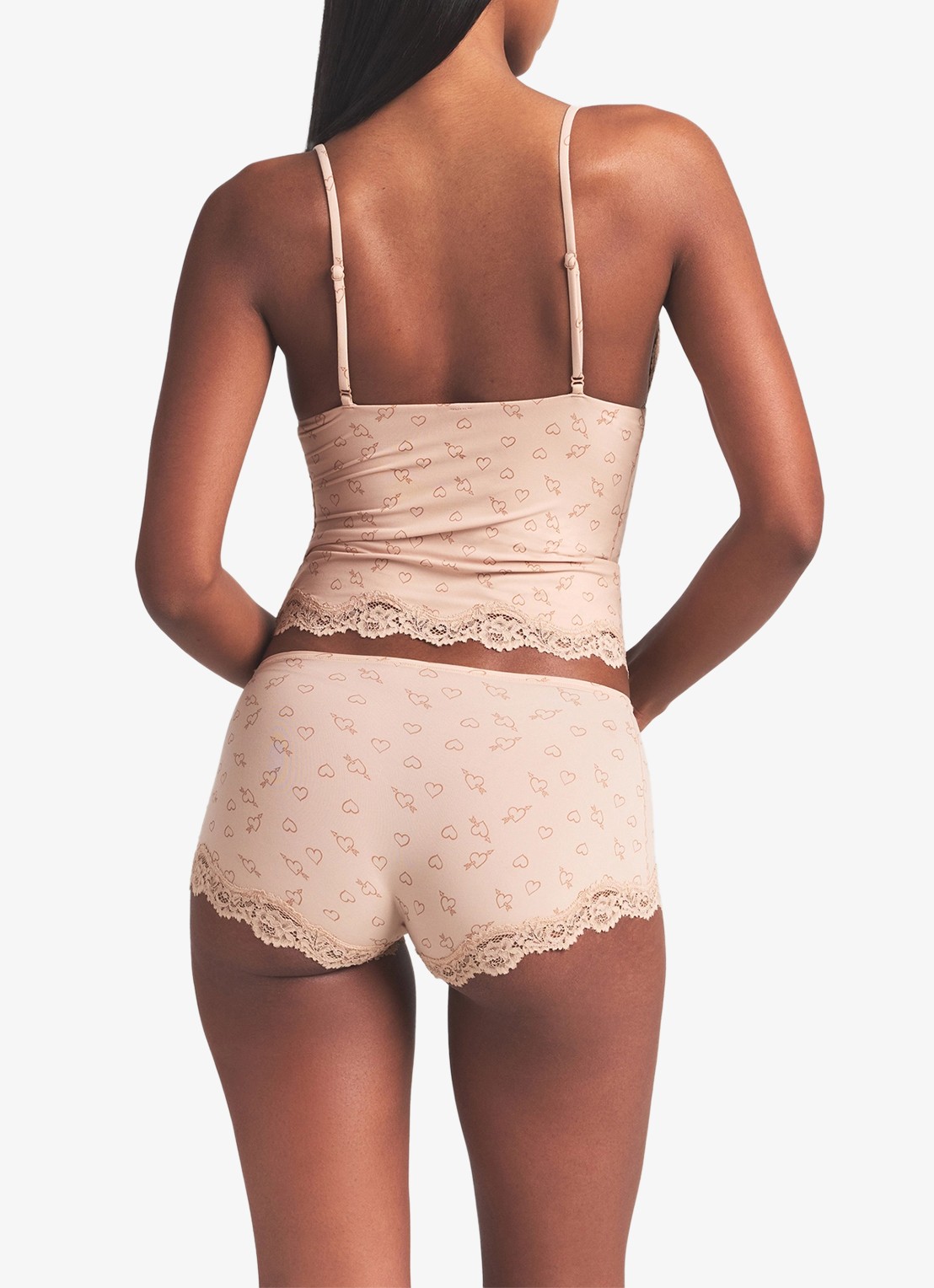 SKIMS Fits Everybody Lace shorty met details van kant  - achterkant mica sketched hearts