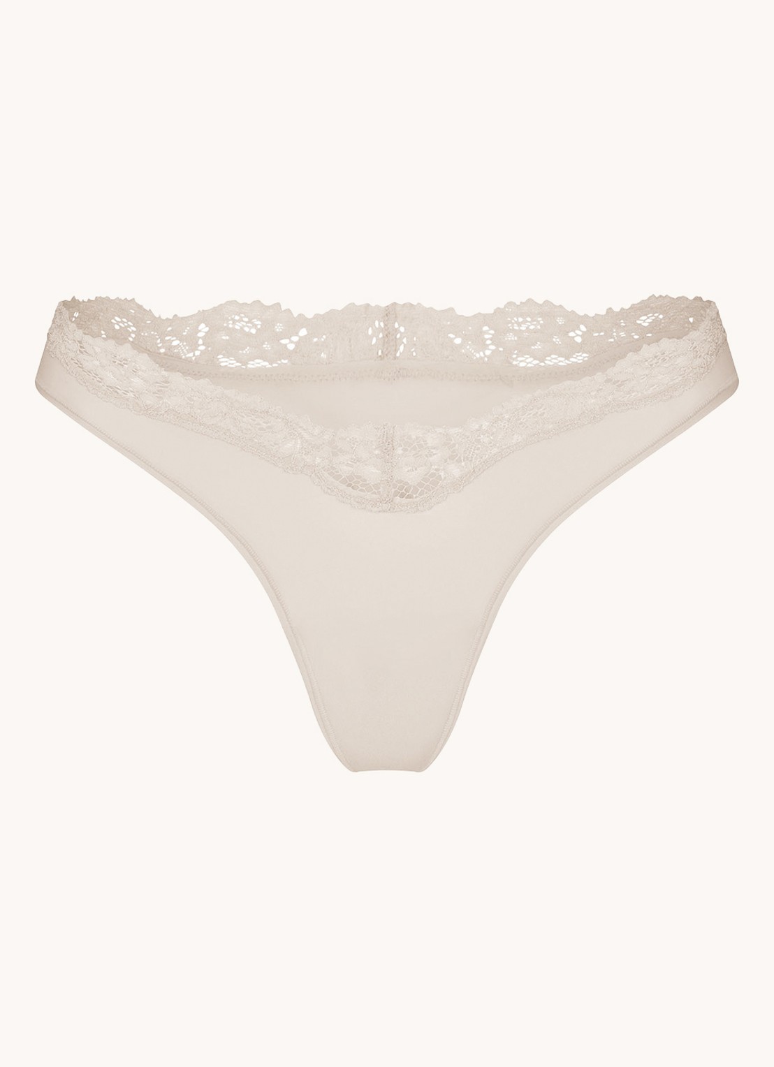 SKIMS Fits Everybody Lace string met kant - voorkant 4 zand