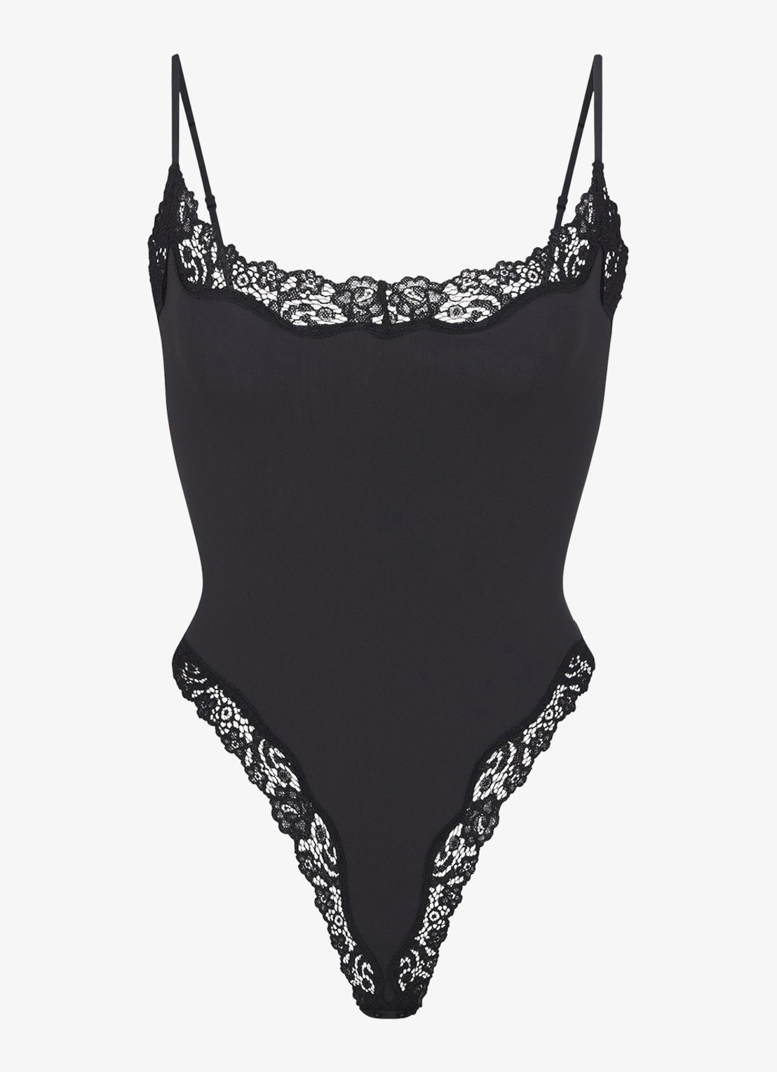SKIMS Fits Everybody Lace stringbody  - voorkant zwart