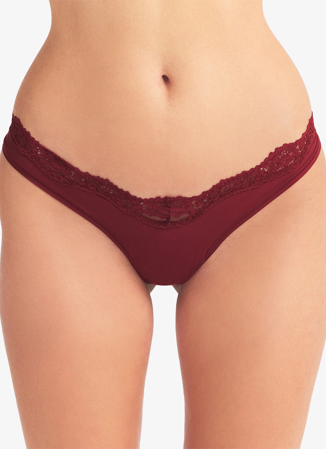 SKIMS Fits Everybody Lace tanga met kant - detail 2 bordeauxrood