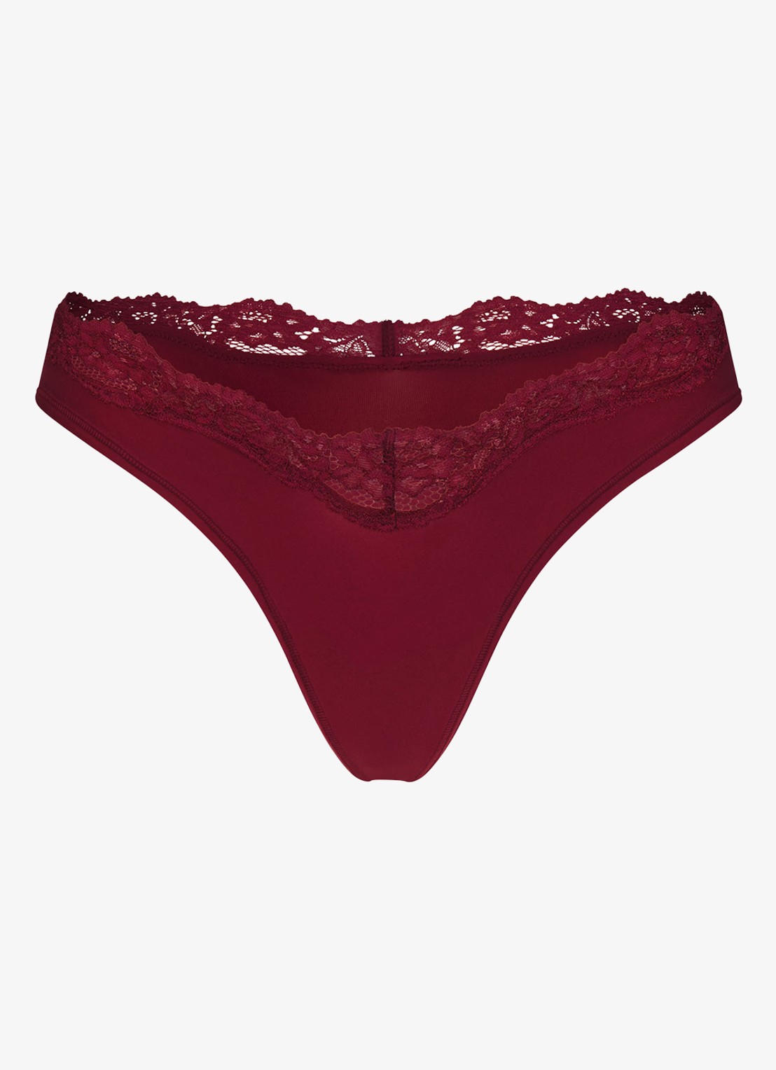 SKIMS Fits Everybody Lace tanga met kant - voorkant 3 bordeauxrood
