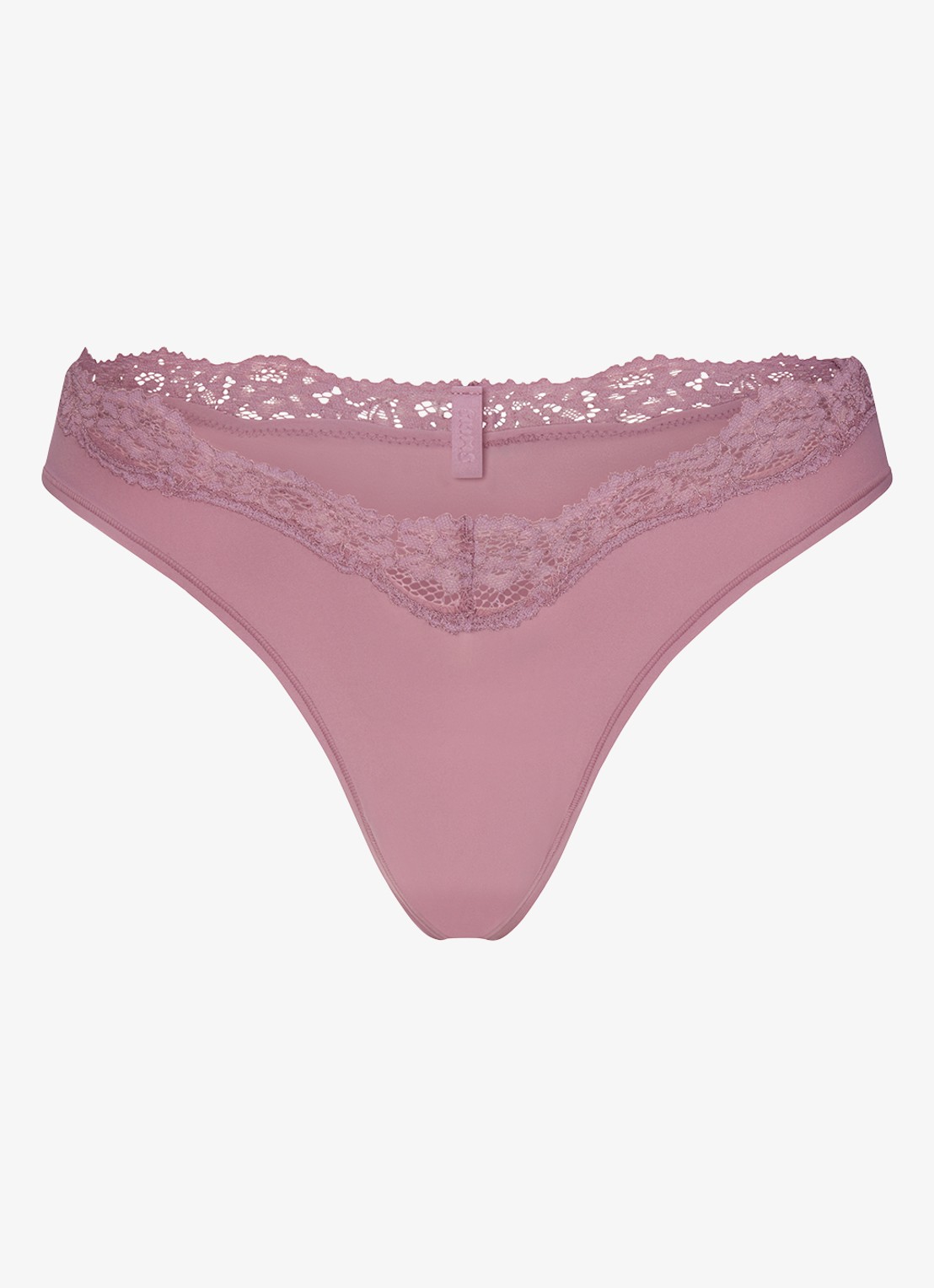 SKIMS Fits Everybody Lace tanga met kant - voorkant oudroze