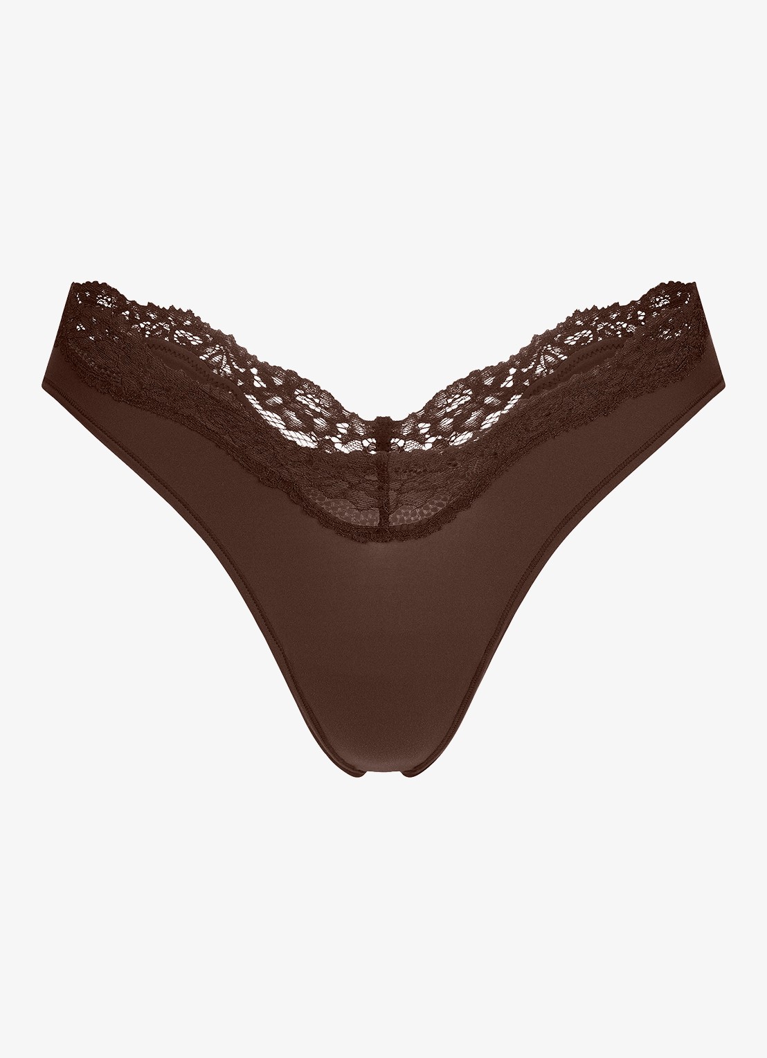 SKIMS Fits Everybody Lace tanga met kant - voorkant 4 bruin