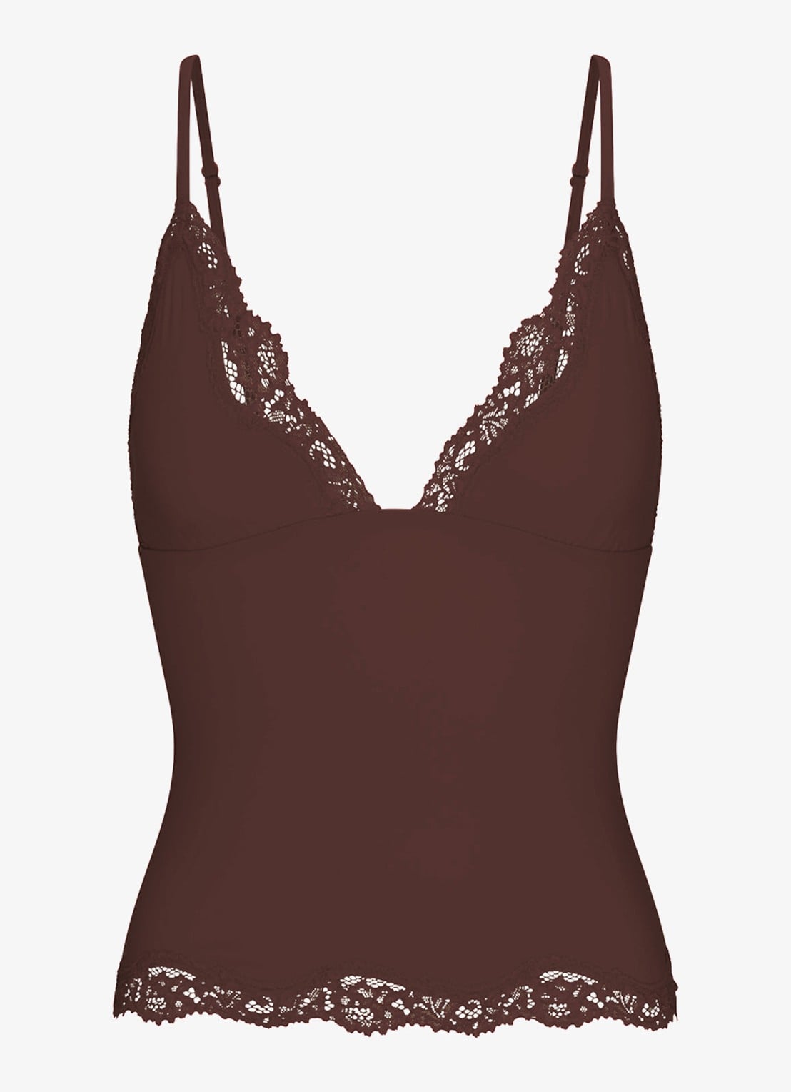 SKIMS Fits Everybody Lace top met kant - voorkant bruin