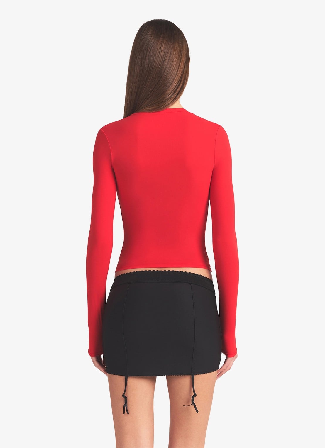 SKIMS Fits Everybody longsleeve met ronde hals - achterkant 4 cherry