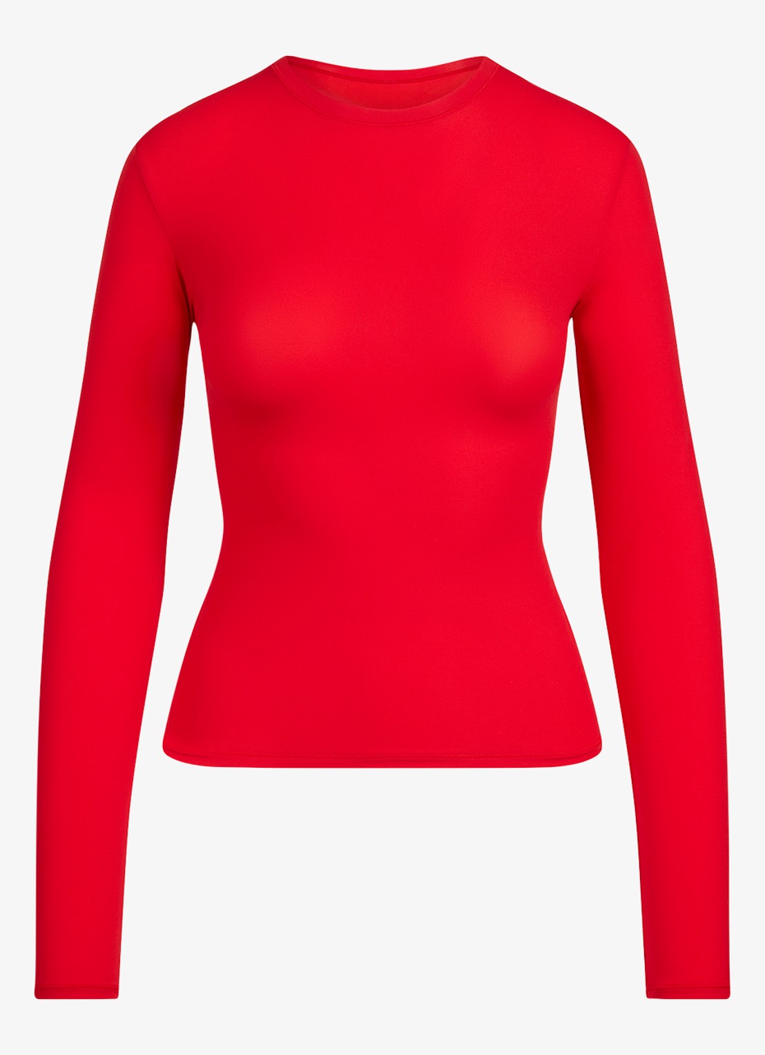 SKIMS Fits Everybody longsleeve met ronde hals - voorkant cherry