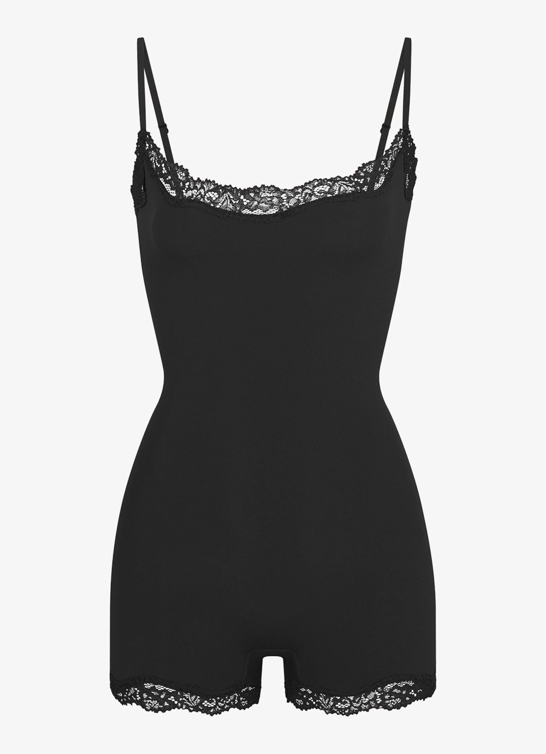 SKIMS Fits Everybody playsuit met details van kant - voorkant 4 zwart