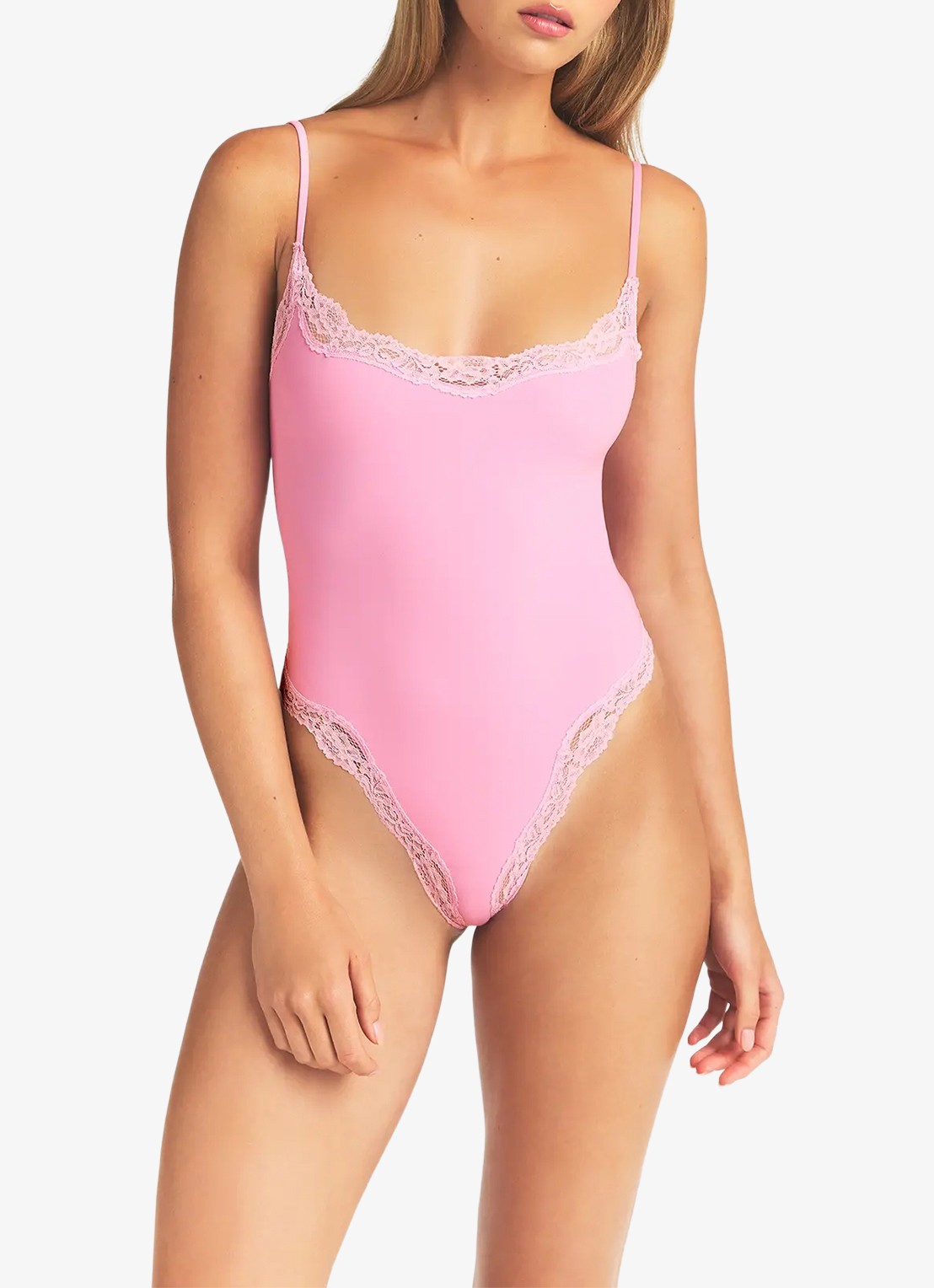 SKIMS Fits Everybody stringbody met details van kant  - detail 4 roze