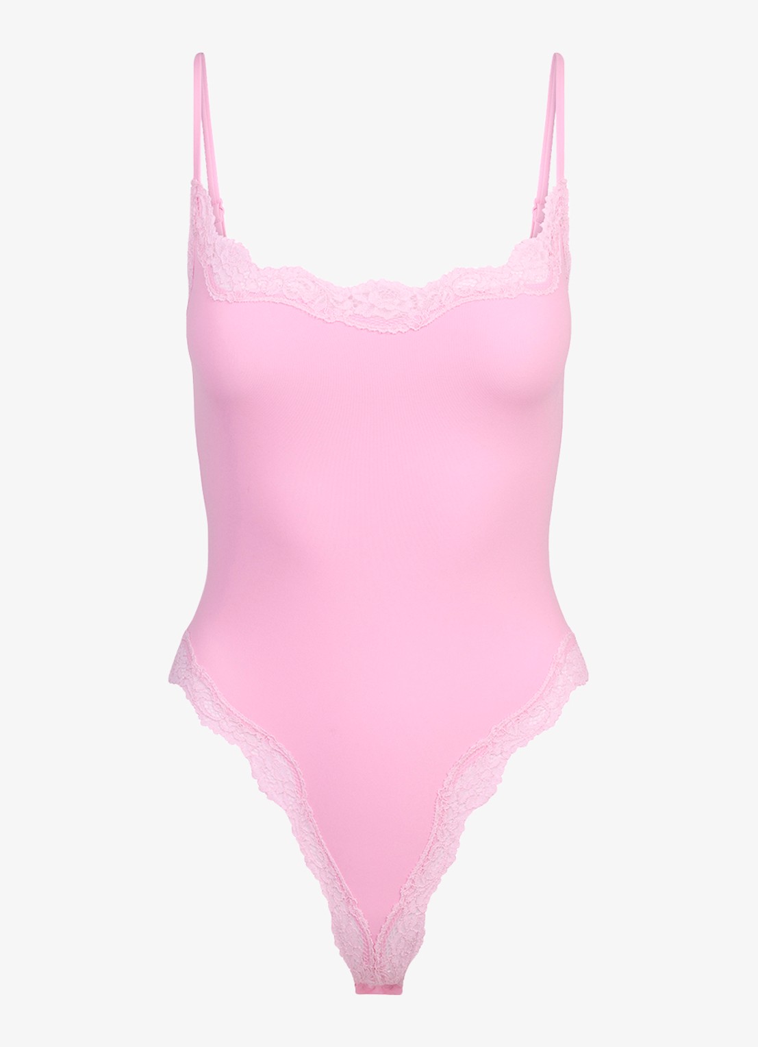 SKIMS Fits Everybody stringbody met details van kant  - voorkant 7 roze