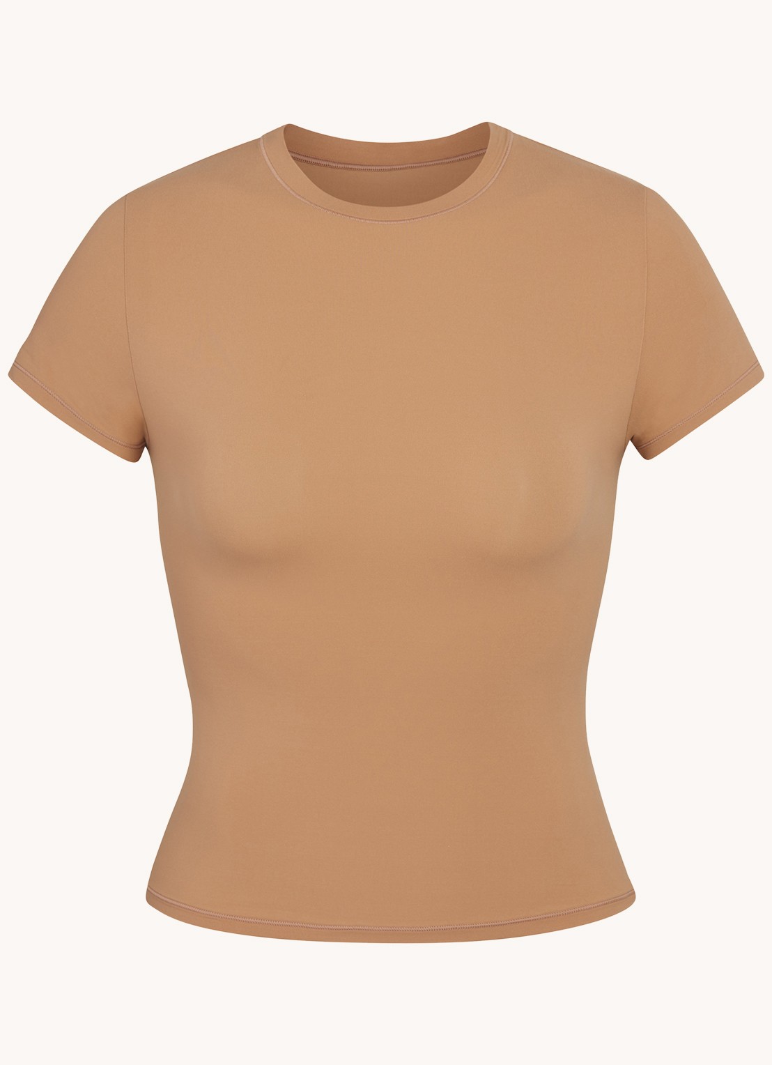 SKIMS Fits Everybody T-shirt met ronde hals - voorkant lichtbruin