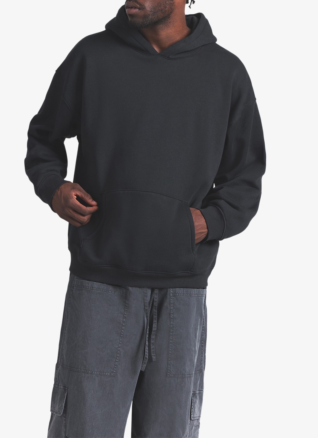 SKIMS Fleece Lounge hoodie met kangoeroezak - detail 2 washed onyx