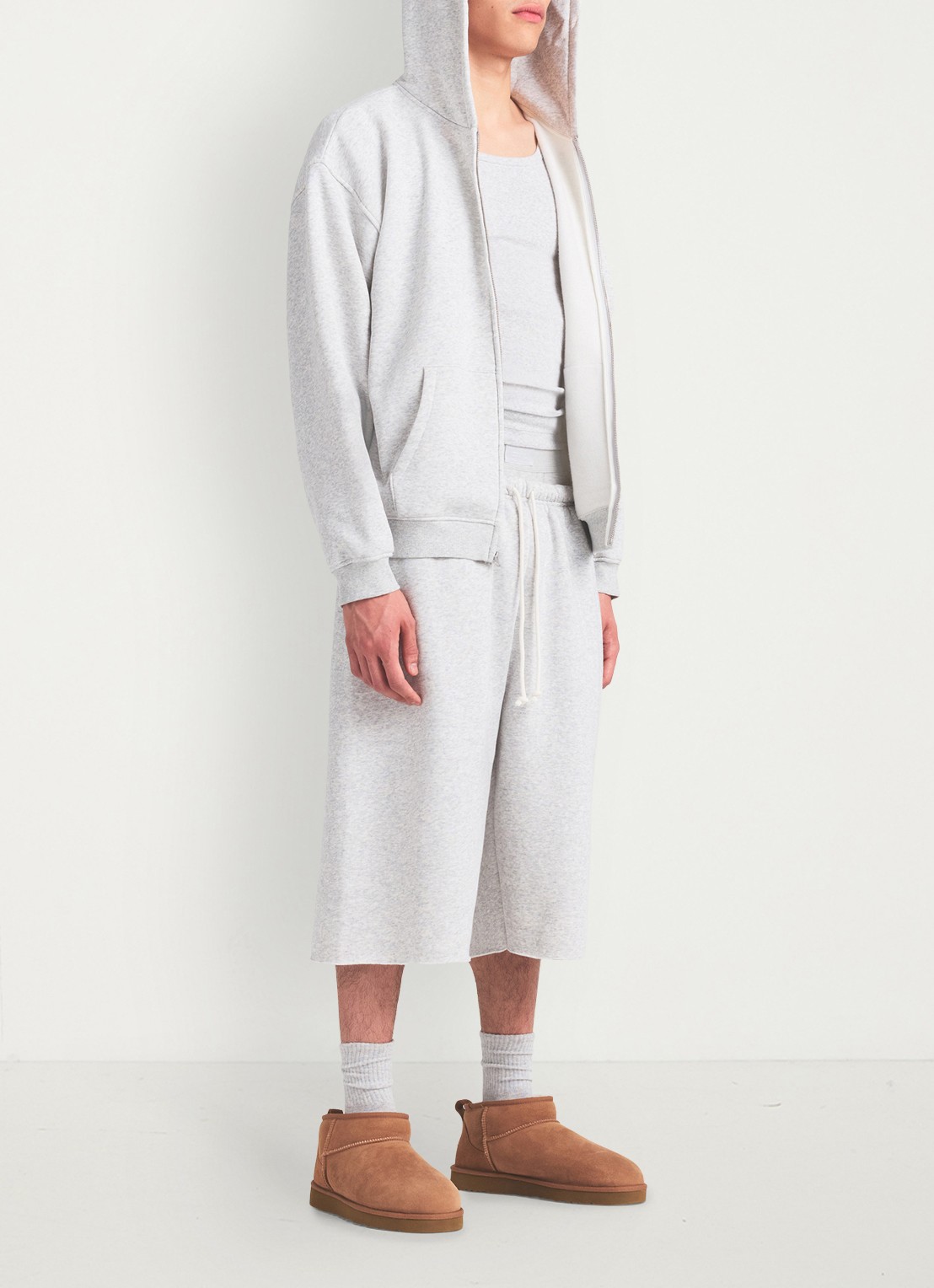 SKIMS Fleece Lounge joggingsbroek met steekzakken  - detail 4 light heather grey