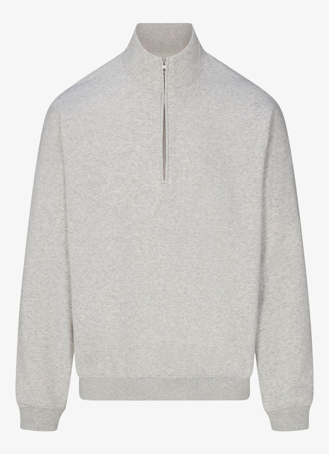 SKIMS Fleece Lounge sweater met halve rits  - voorkant light heather grey